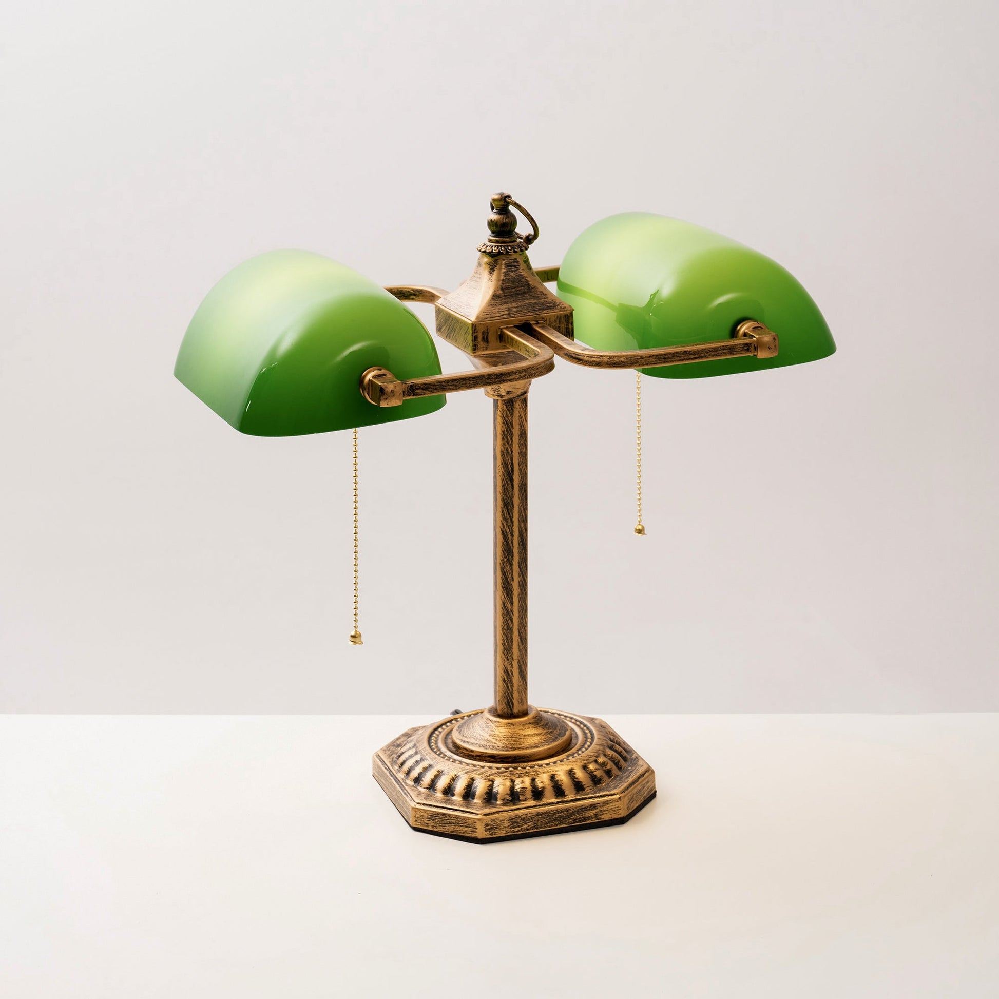 The lamp from a distance in a living room setting.
