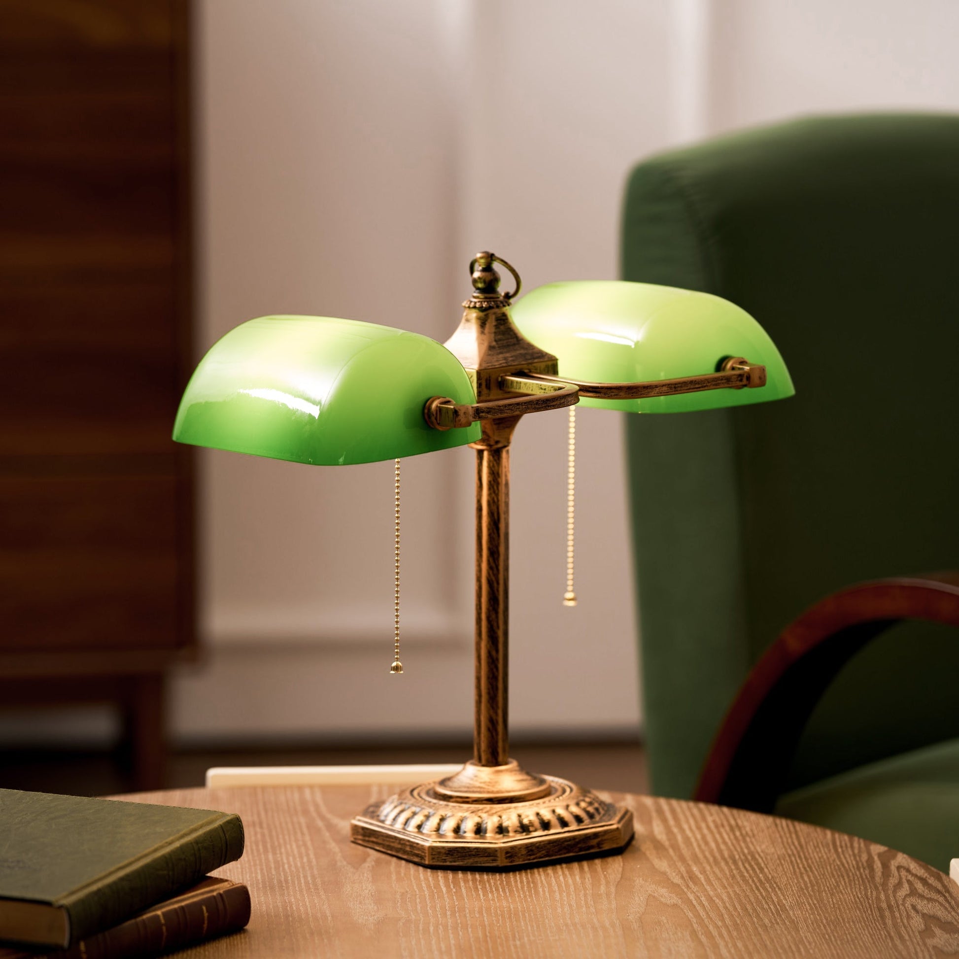 Side view of the Cambridge table lamp, highlighting its structure.