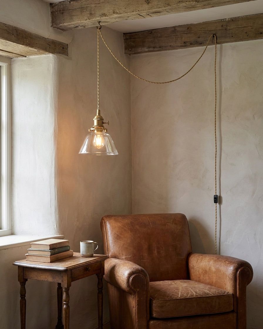 Barnaby Glass Plug In Pendant Light