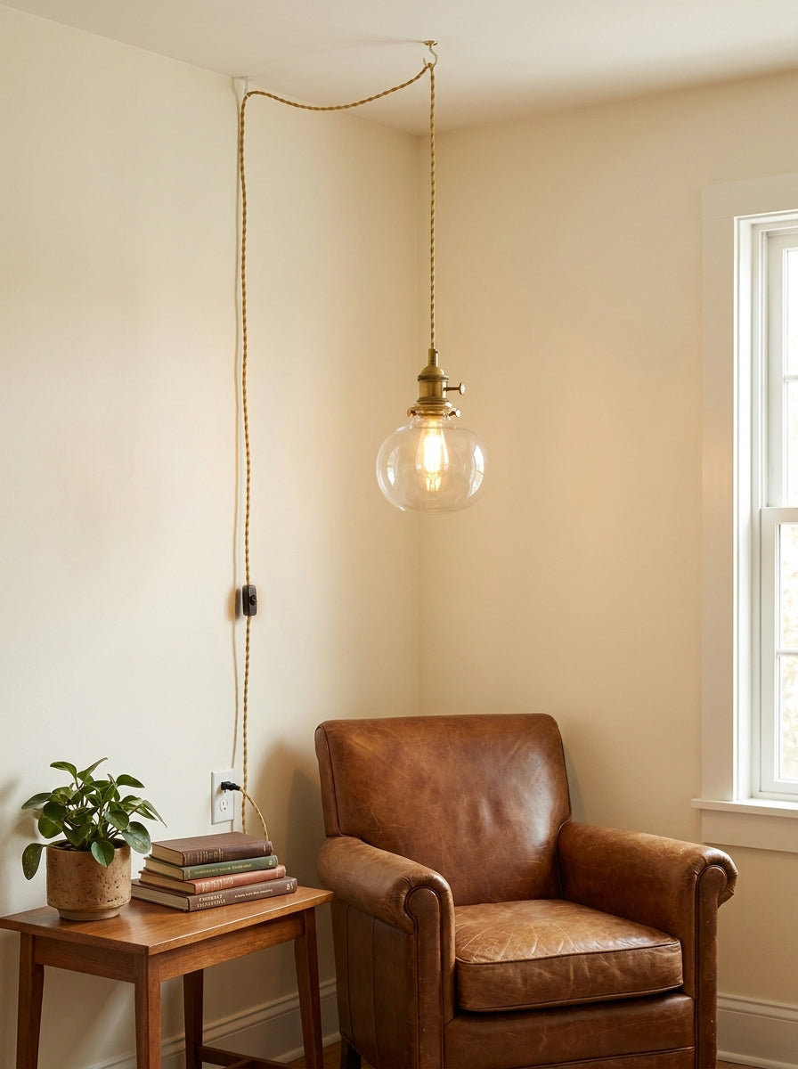 Barnaby Glass Plug In Pendant Light