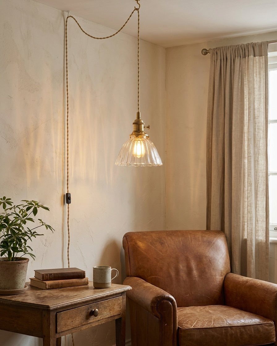 Barnaby Glass Plug In Pendant Light