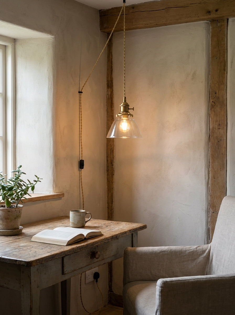 Barnaby Glass Plug In Pendant Light