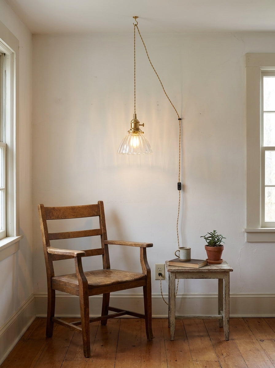 Barnaby Glass Plug In Pendant Light