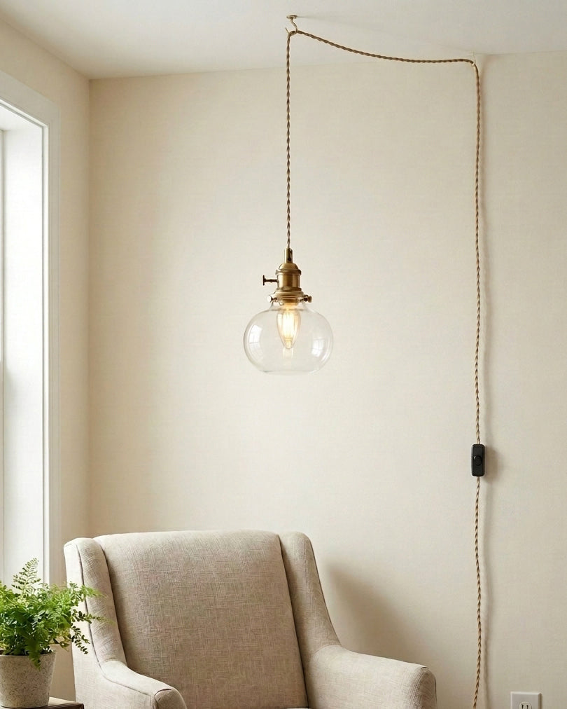 Barnaby Glass Plug In Pendant Light
