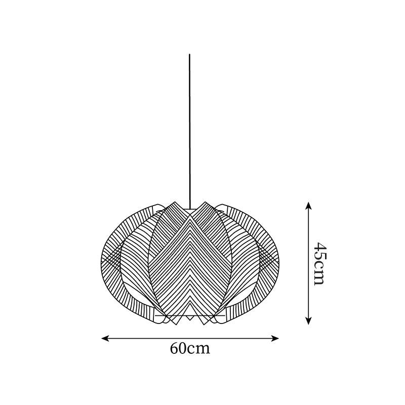 Vanto Pendant Light with Fabric Shade, Wooden Frame, and Wire Detail-Neutral Decor