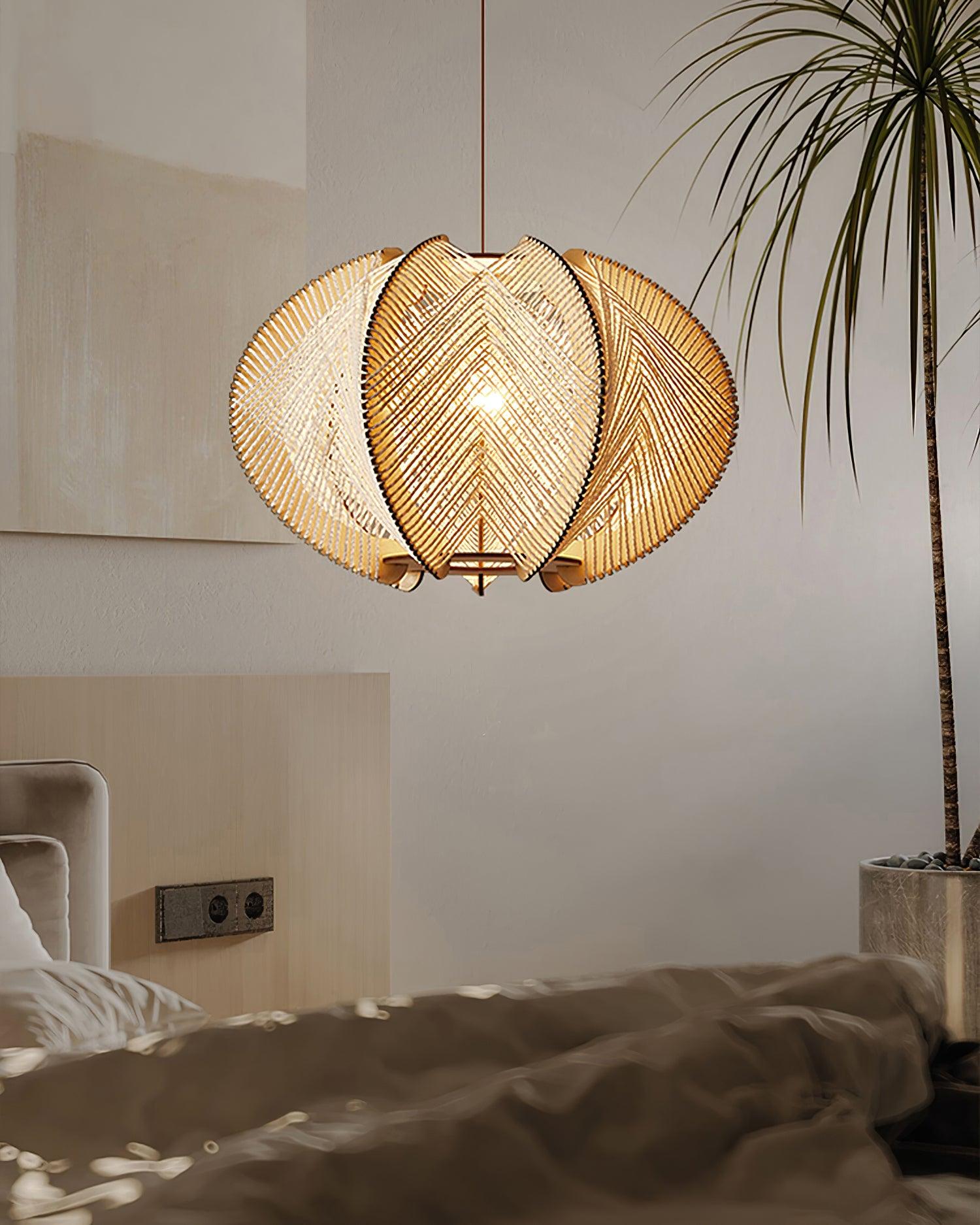 Atel Wood & Hemp Rope Pendant Light-Neutral Decor