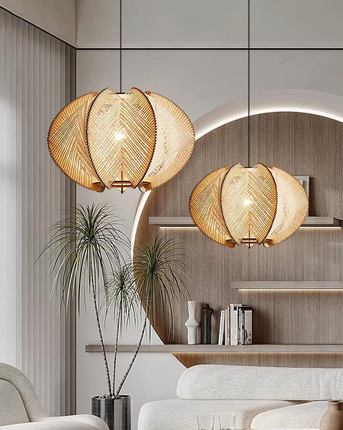 Atel Wood & Hemp Rope Pendant Light-Neutral Decor