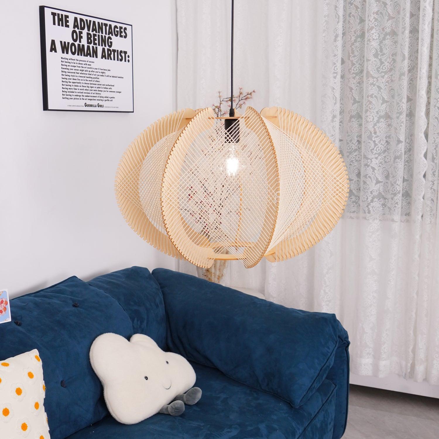 Atel Wood & Hemp Rope Pendant Light-Neutral Decor