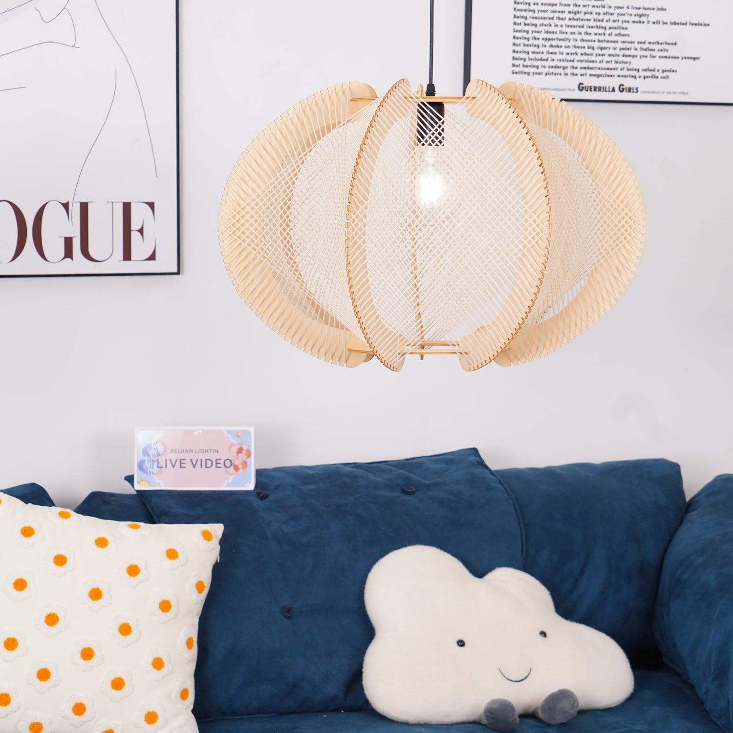 Atel Wood & Hemp Rope Pendant Light-Neutral Decor