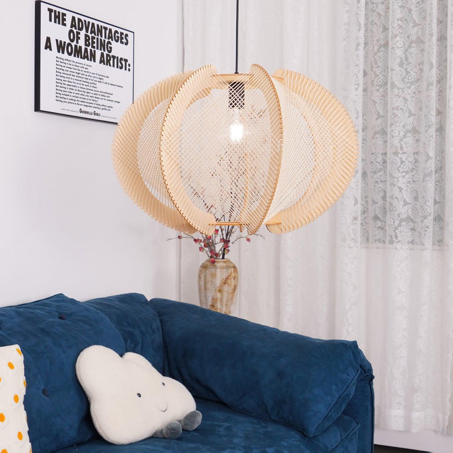 Atel Wood & Hemp Rope Pendant Light-Neutral Decor