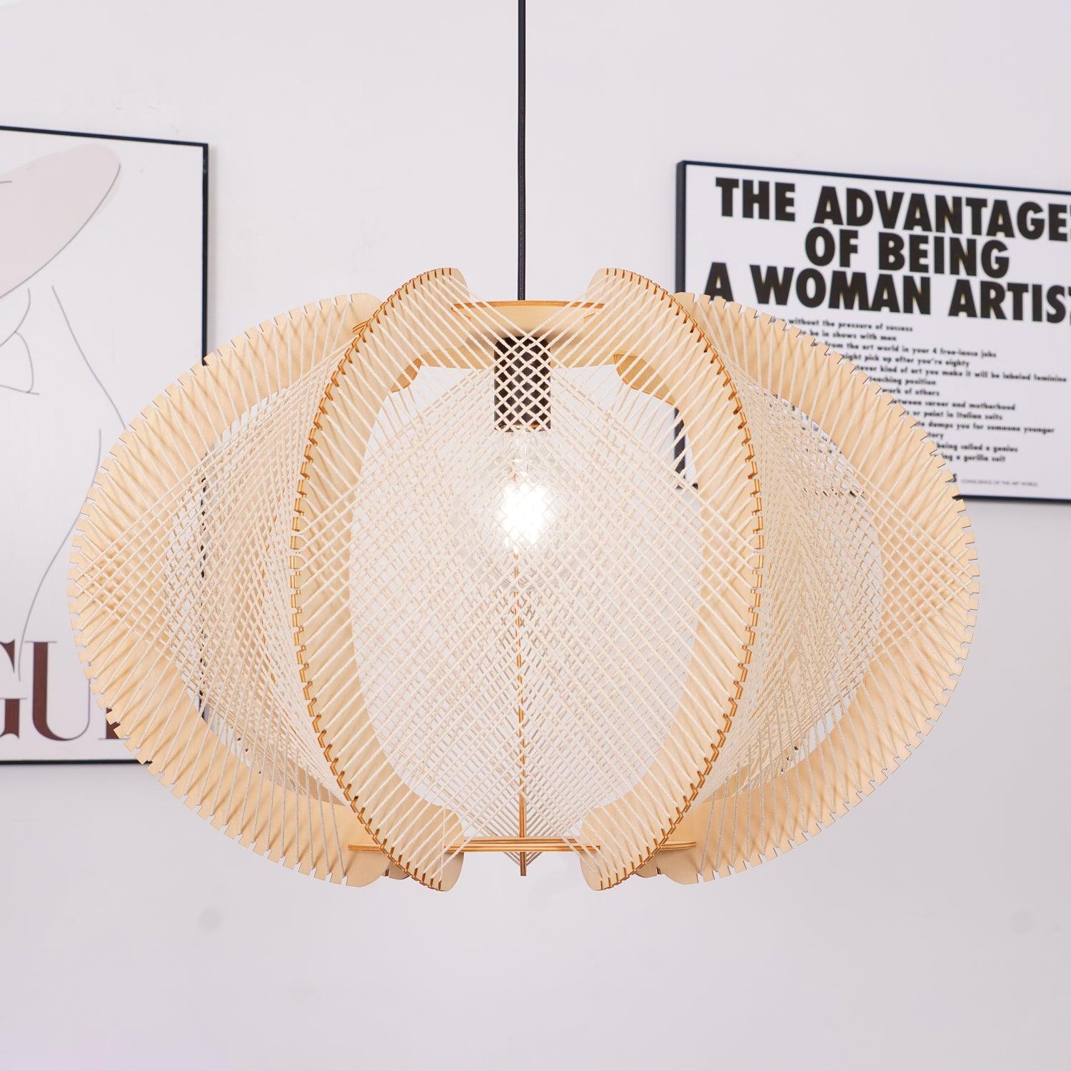 Atel Wood & Hemp Rope Pendant Light-Neutral Decor