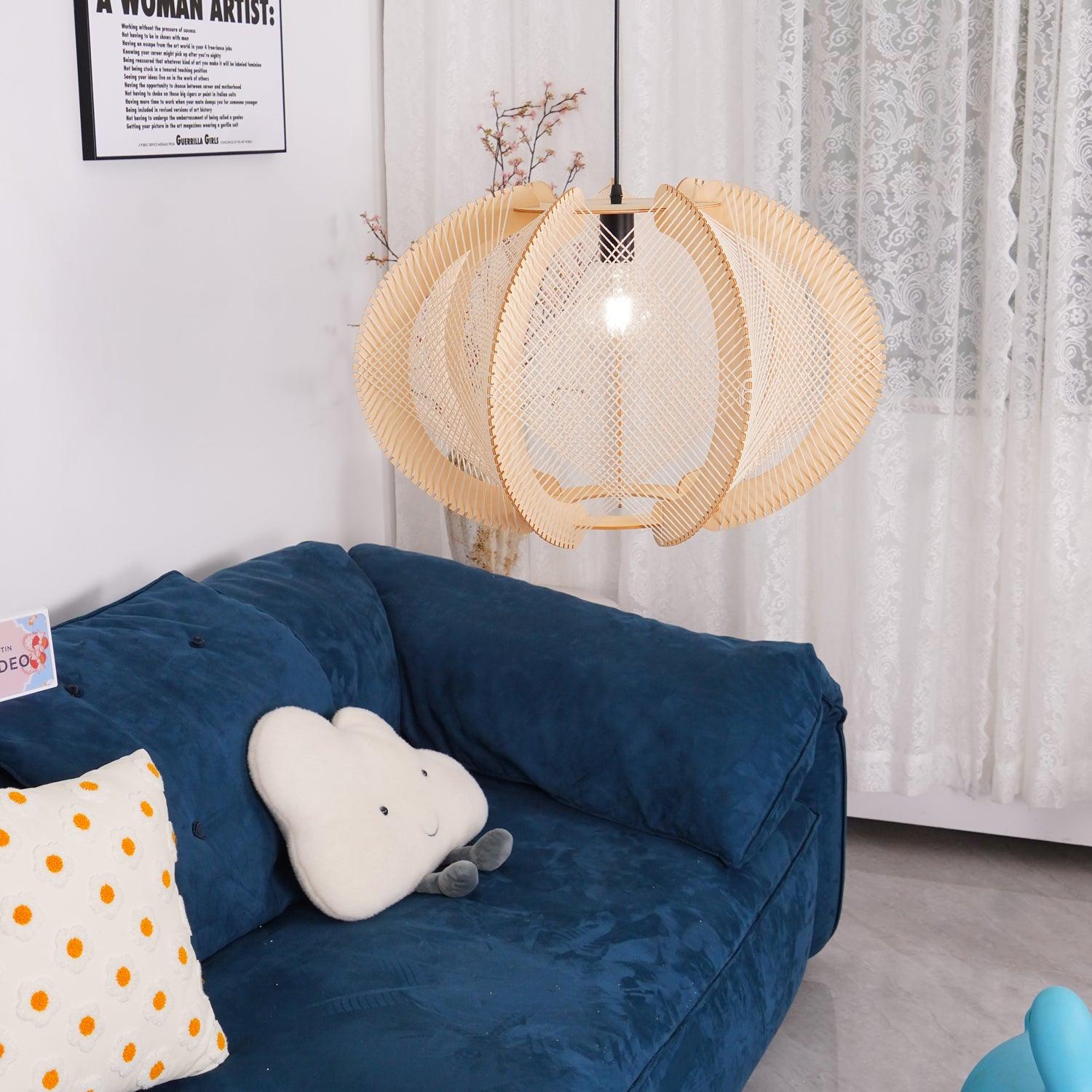 Atel Wood & Hemp Rope Pendant Light-Neutral Decor