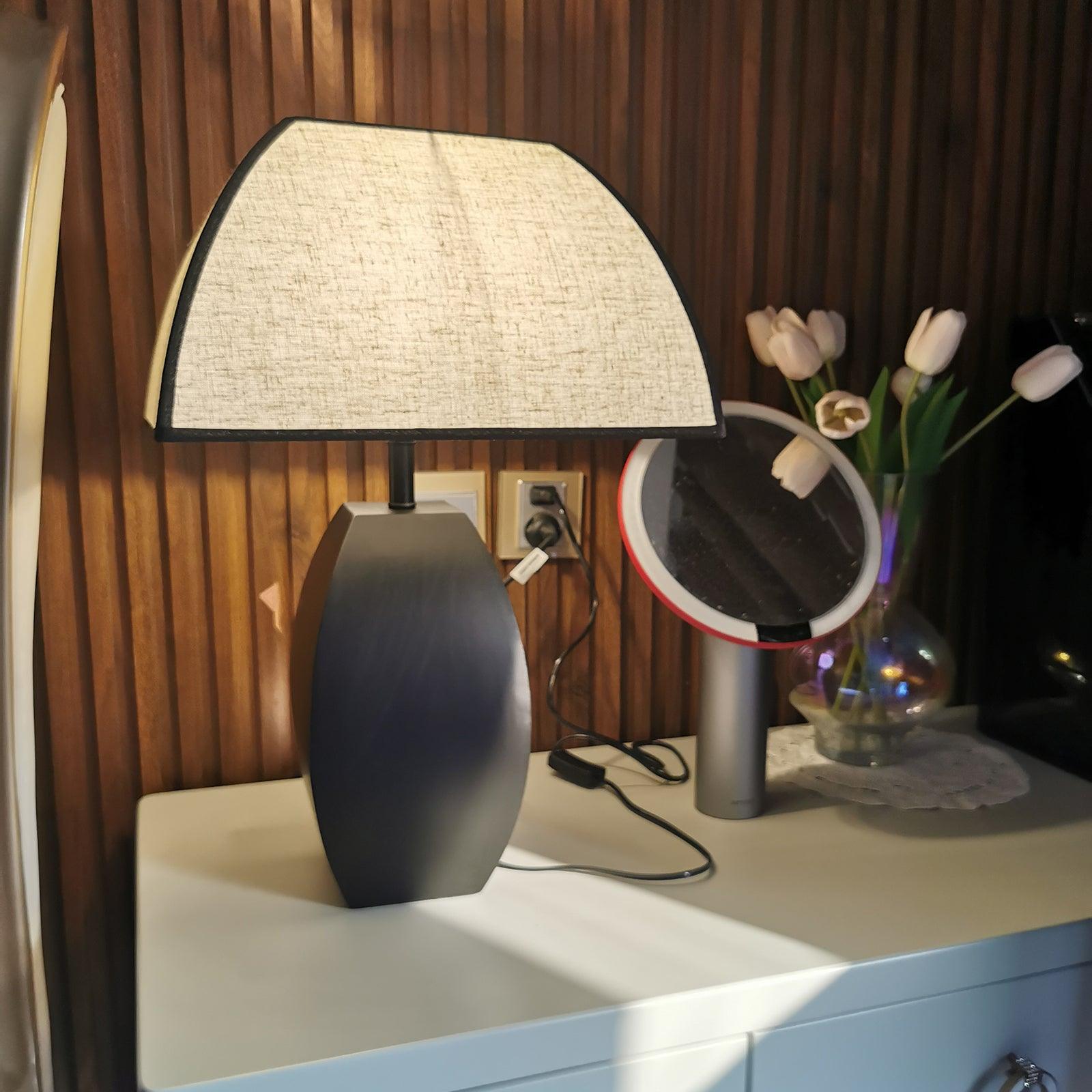 Alux Minimalist Fabric Table Lamp-Neutral Decor