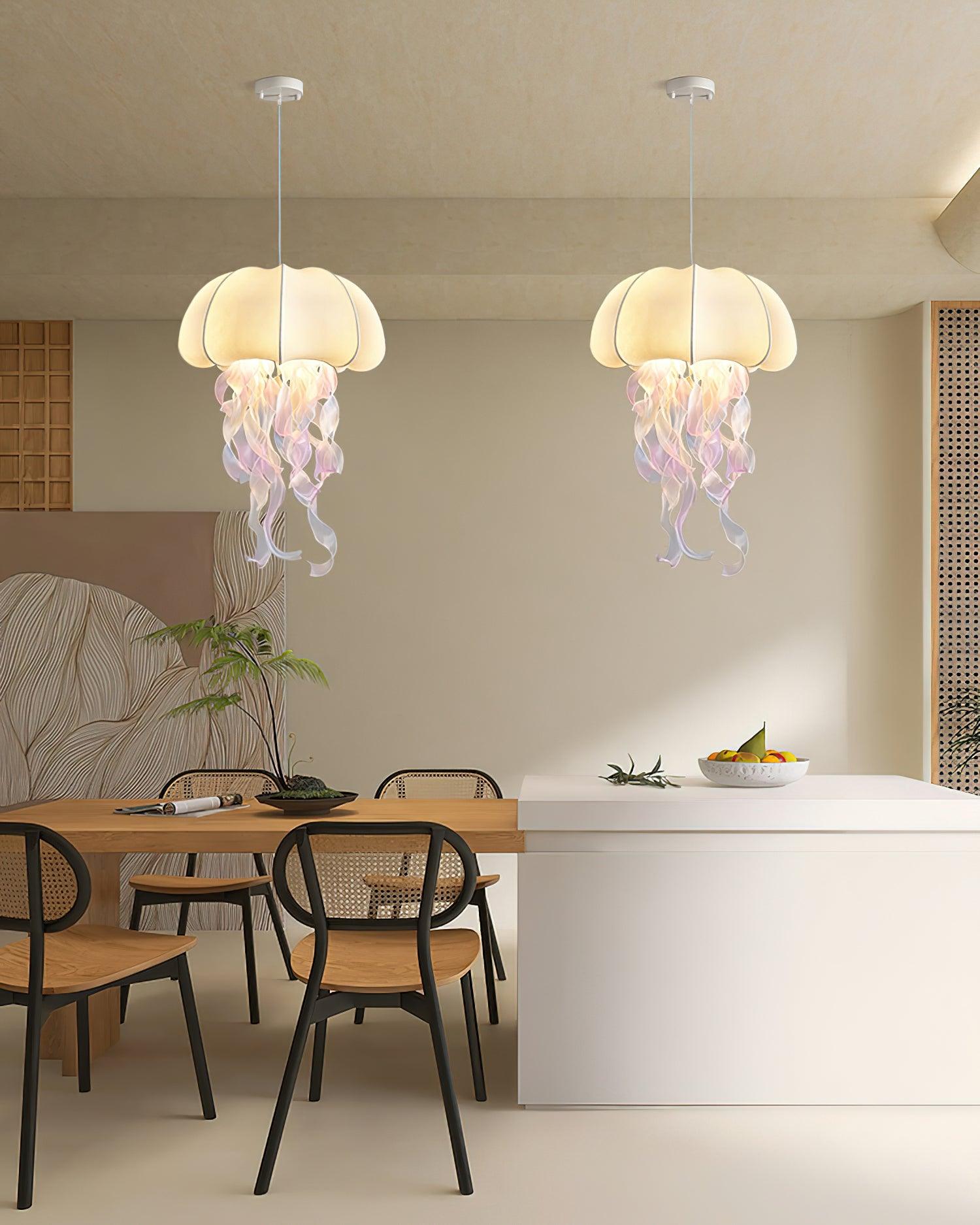 Avena Pendant Light with Iridescent Ribbons-Neutral Decor