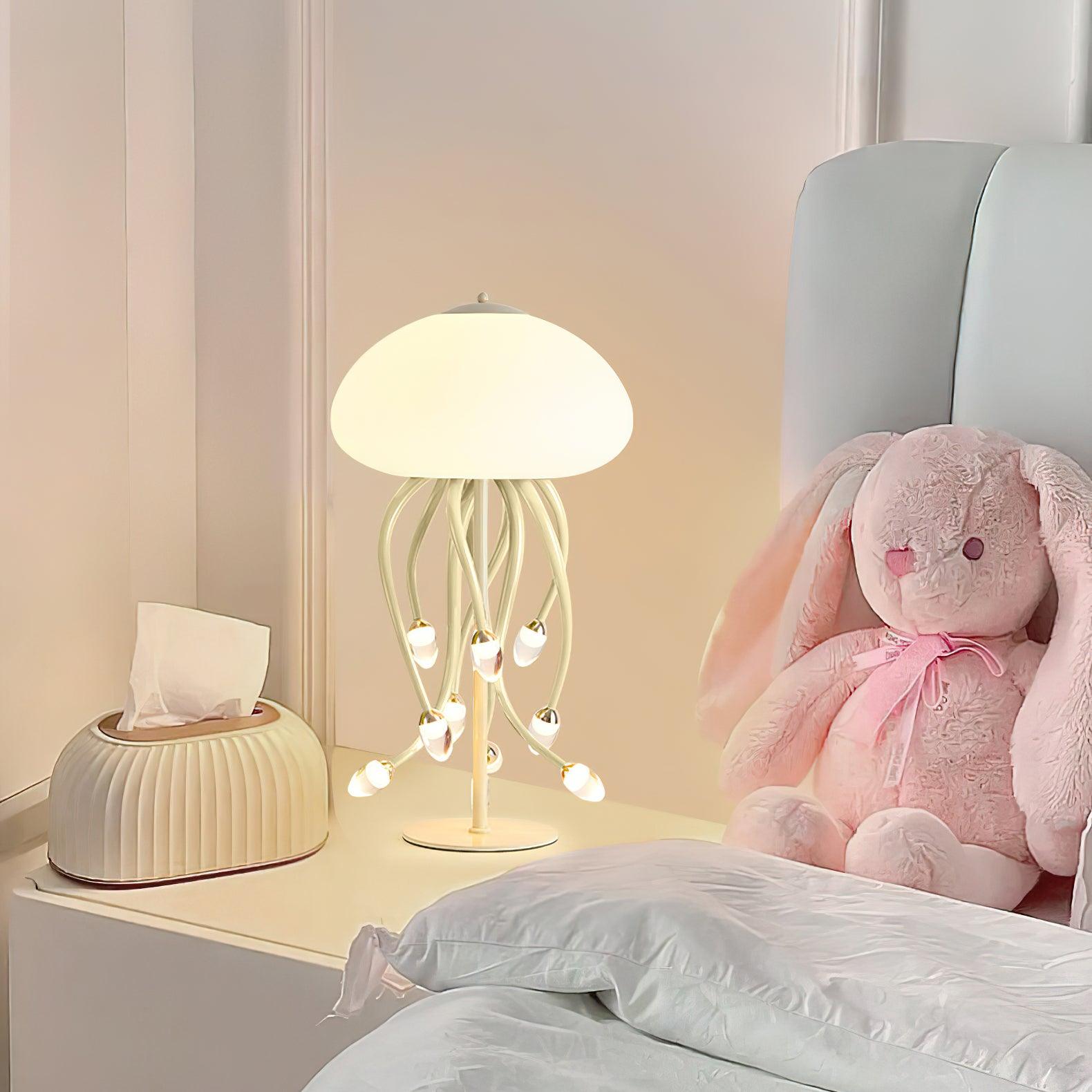 Zosilyra Whimsical Glass Jellyfish Table Lamp-Neutral Decor