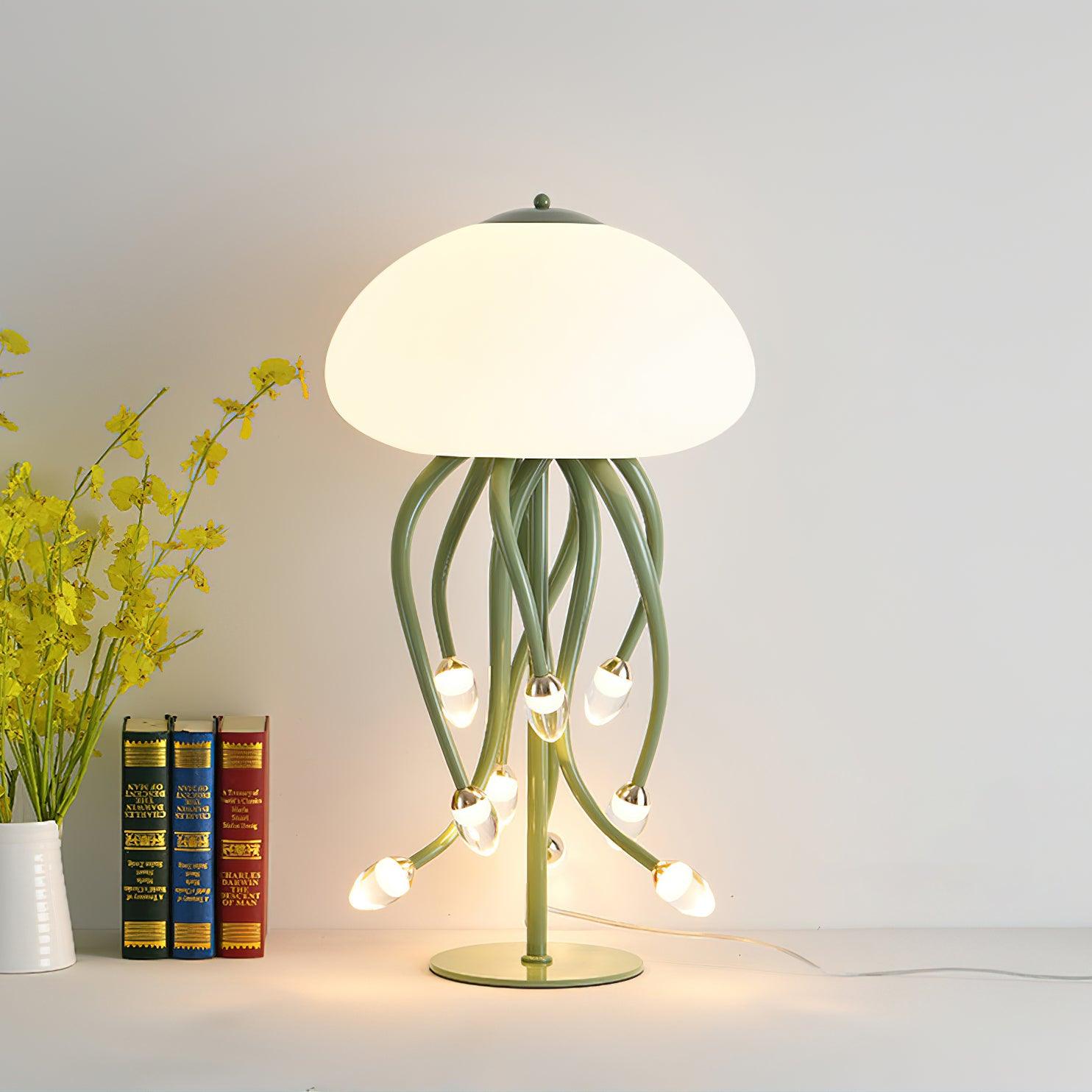 Zosilyra Whimsical Glass Jellyfish Table Lamp-Neutral Decor