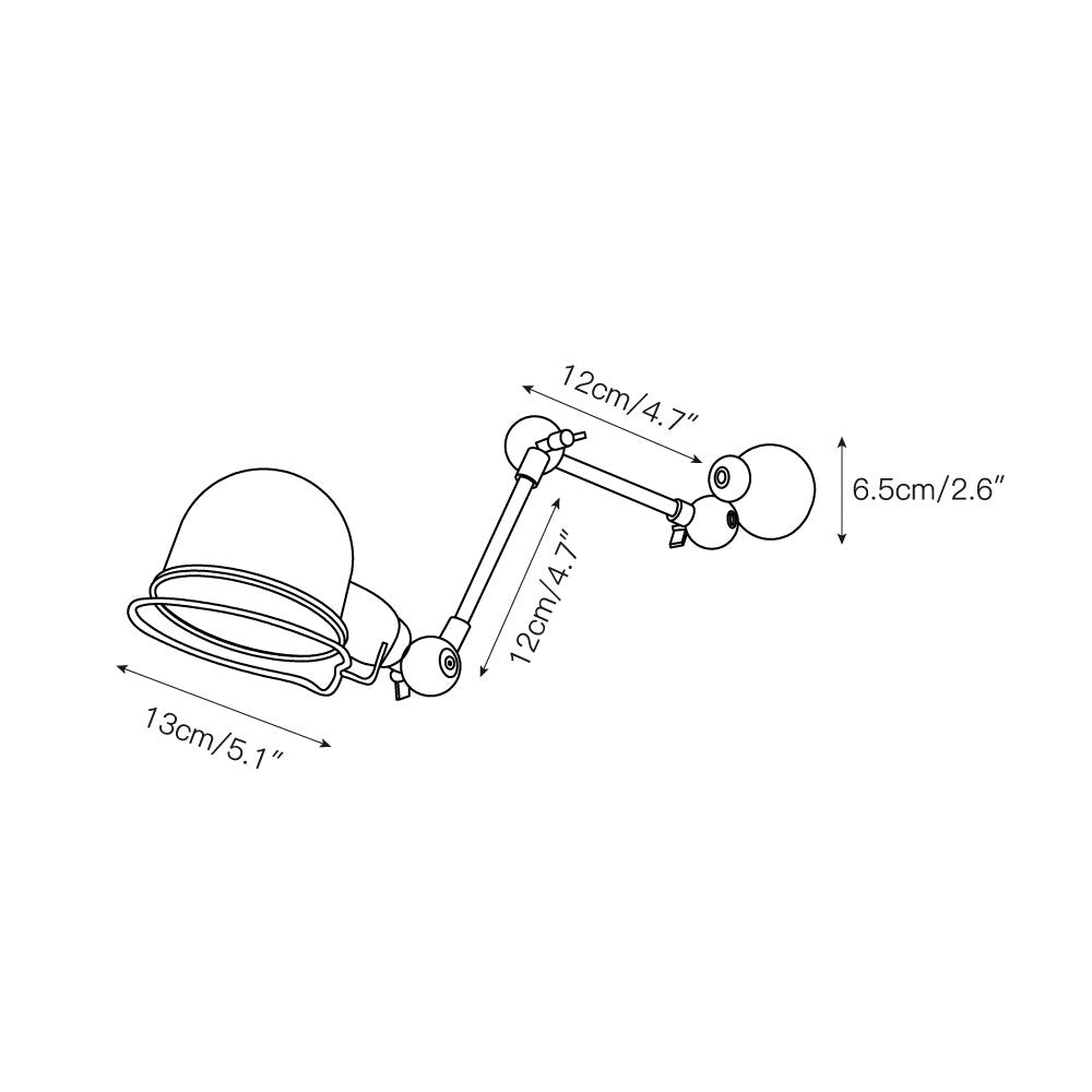 Detail of the adjustable joints on the metal arm.