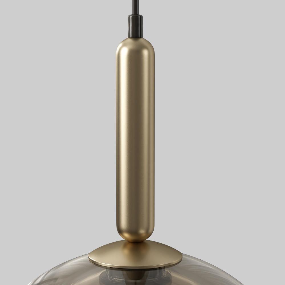 Renley Pendant Lamp Glass Cognac Dome Brass Mid Century-Neutral Decor