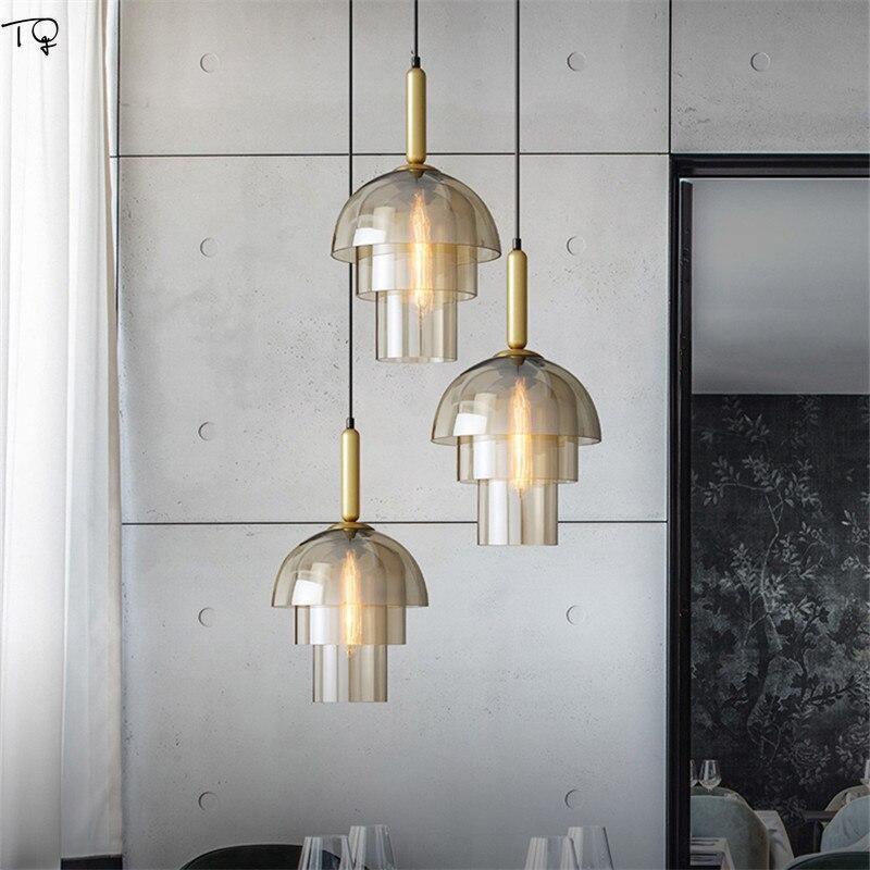 Renley Pendant Lamp Glass Cognac Dome Brass Mid Century-Neutral Decor