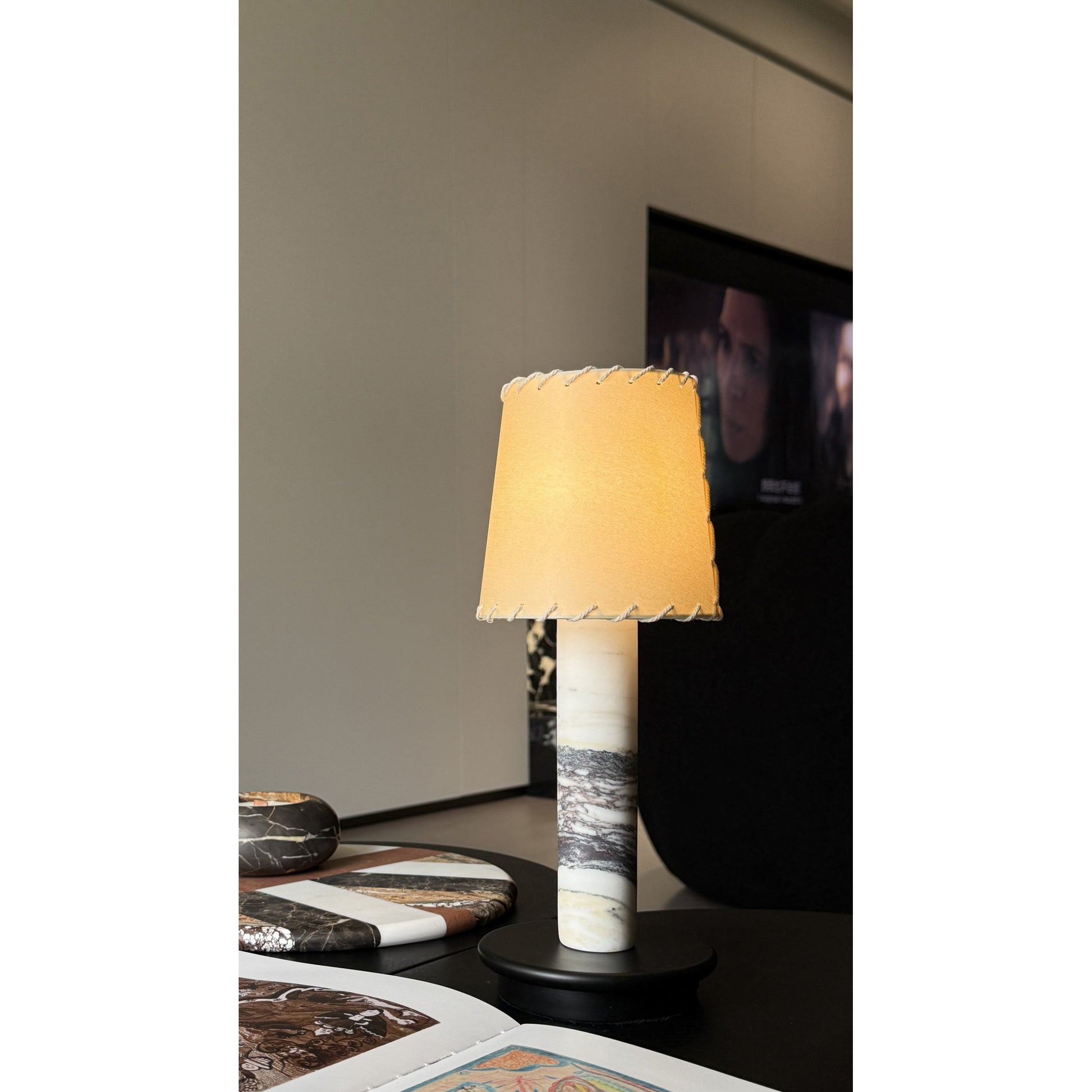 Jorgen Table Lamp in black, creating a moody ambiance.