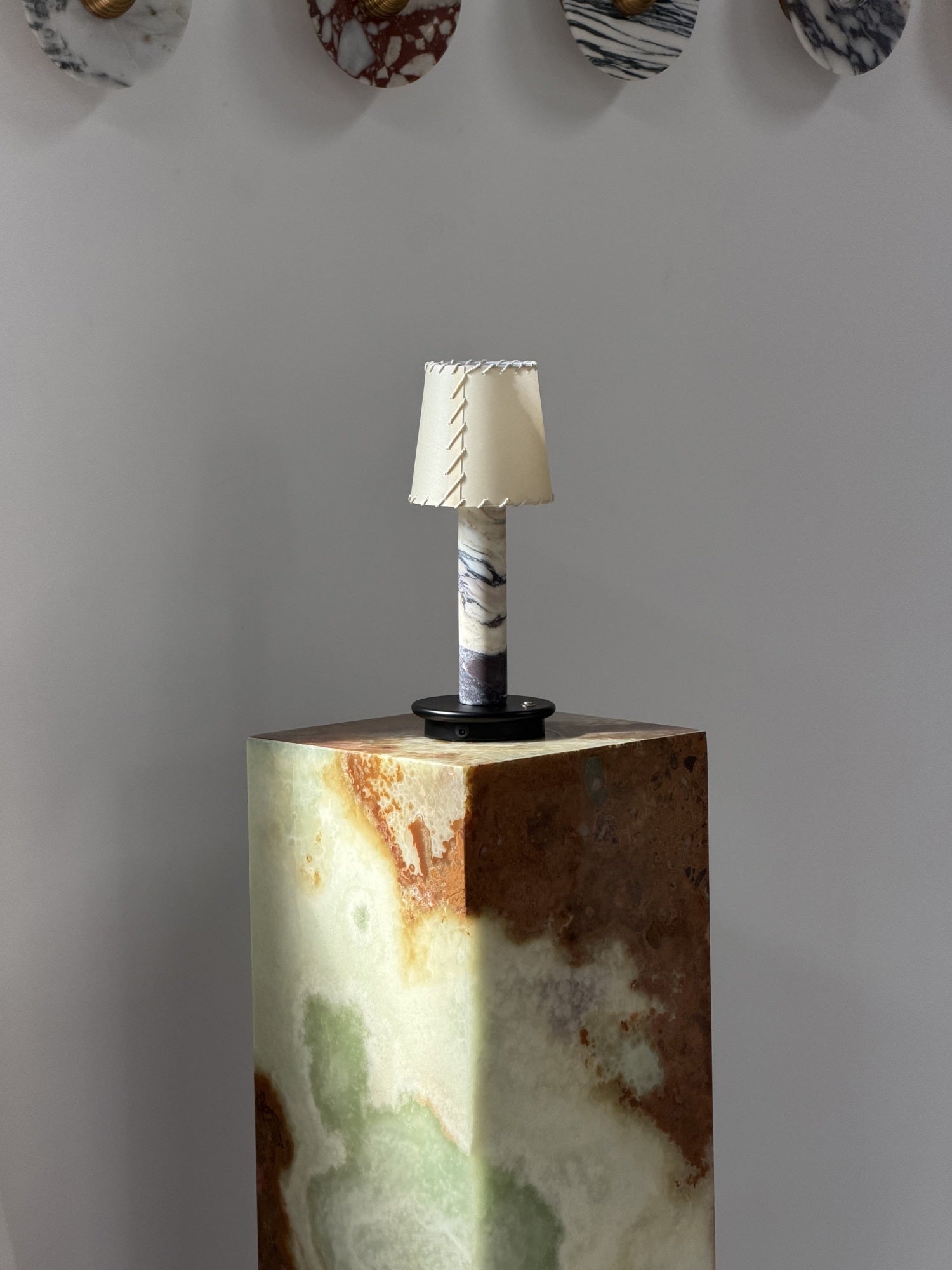 Jorgen Table Lamp in purple, adding a pop of color to a room.