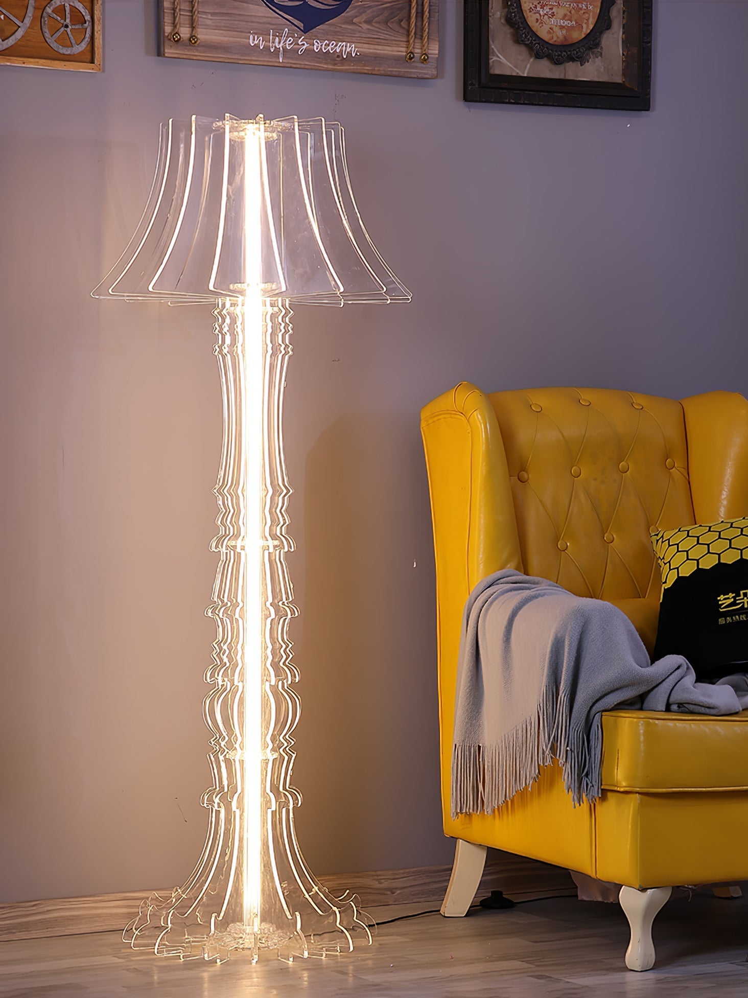 Elmariel Sculptural Acrylic Table Lamp-Neutral Decor