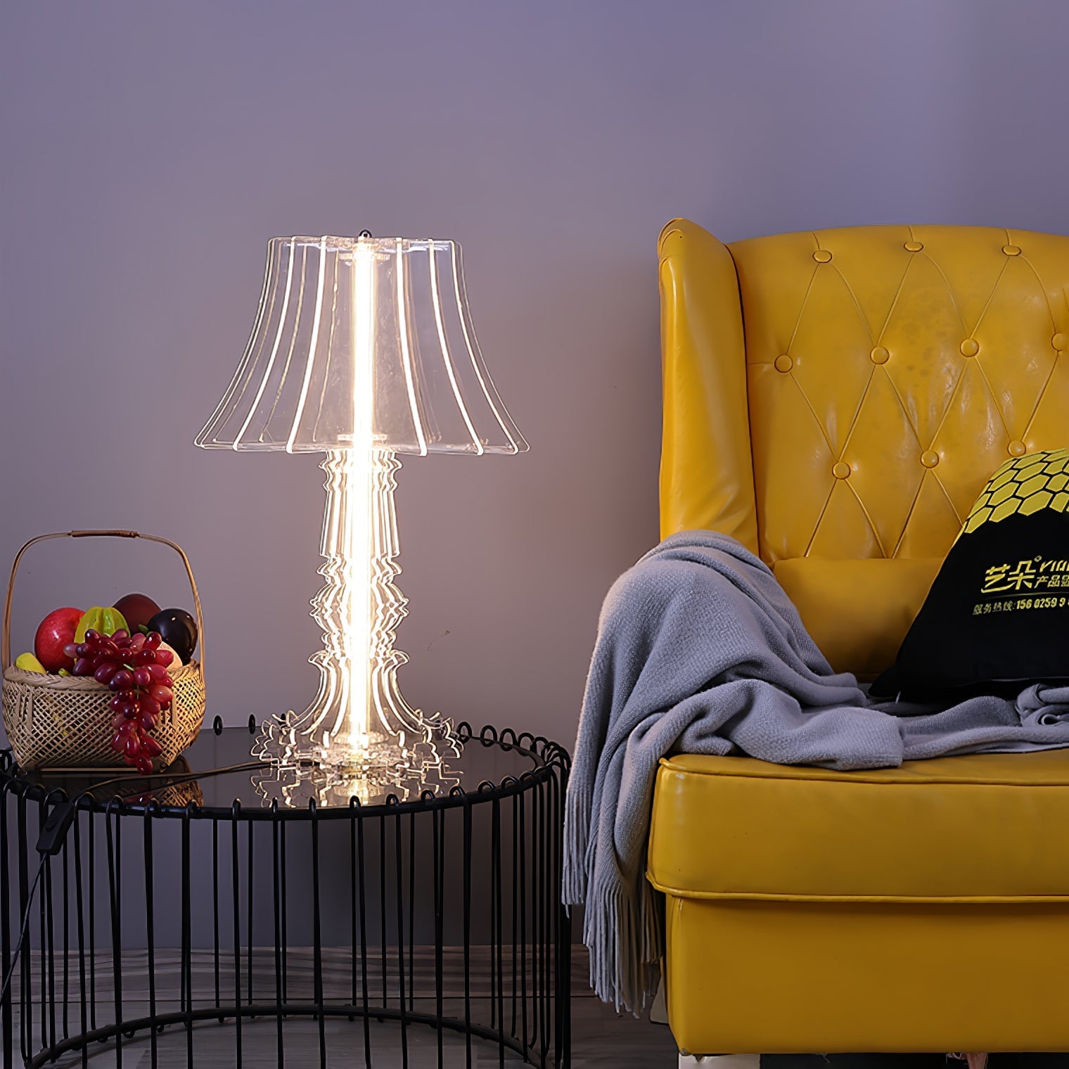 Elmariel Sculptural Acrylic Table Lamp-Neutral Decor