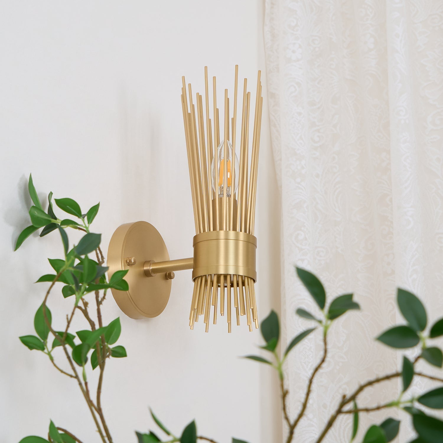 Thresher Postmodern Luxury Candle Brass Wall Light-Neutral Decor
