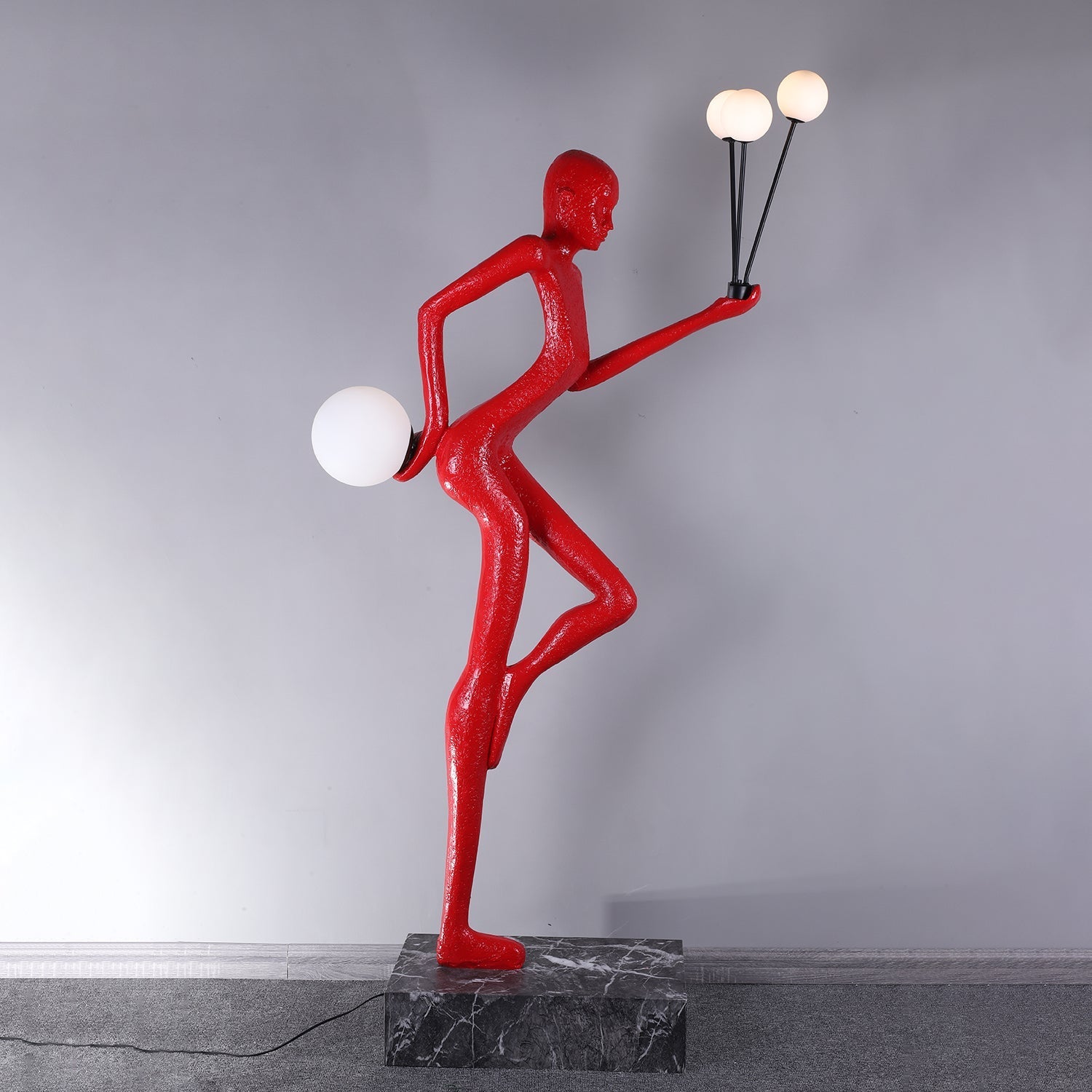 Jovian Juggler Black Sculptural Floor Lamp-Neutral Decor