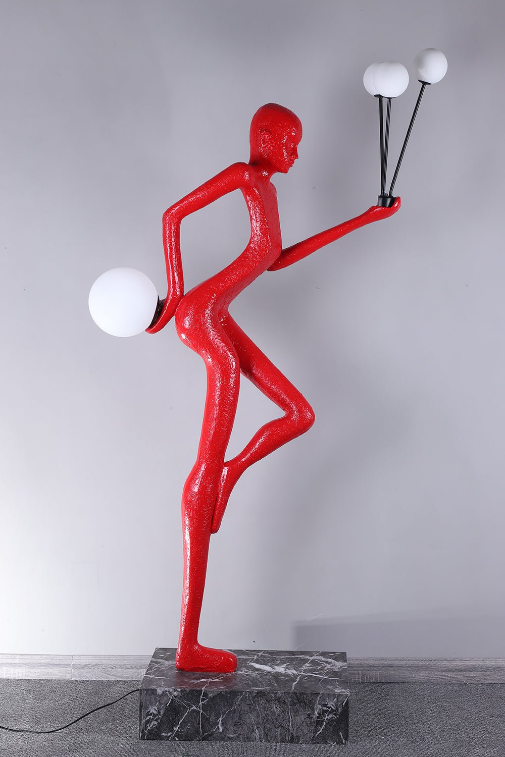 Jovian Juggler Black Sculptural Floor Lamp-Neutral Decor