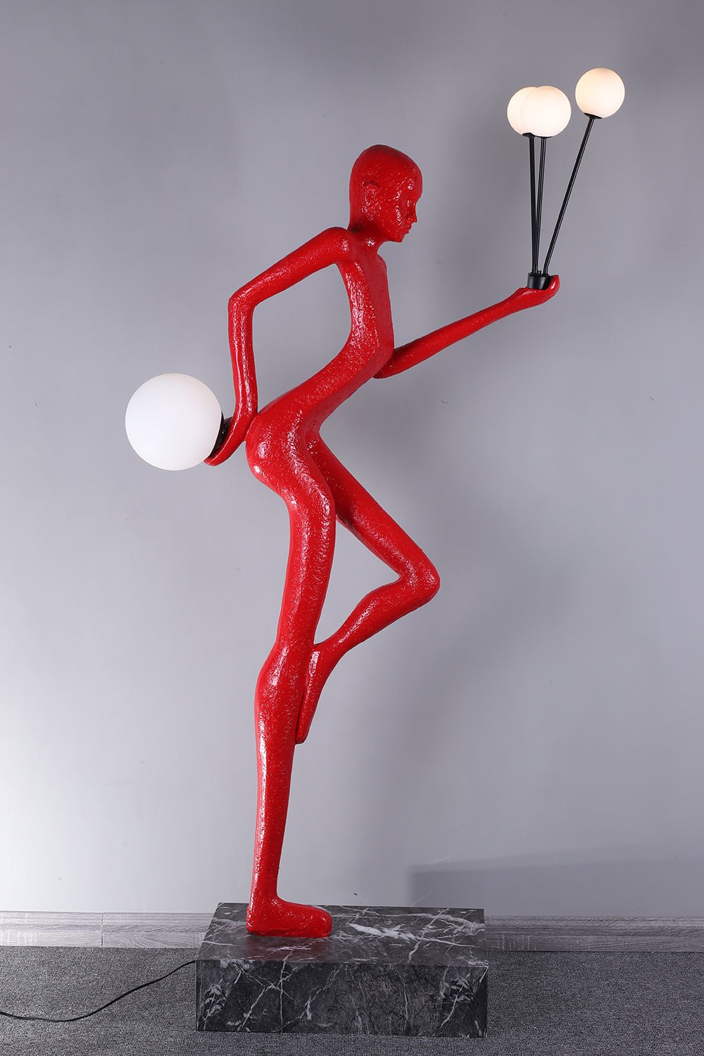 Jovian Juggler Black Sculptural Floor Lamp-Neutral Decor