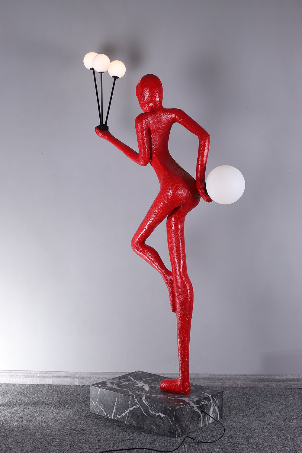 Jovian Juggler Black Sculptural Floor Lamp-Neutral Decor