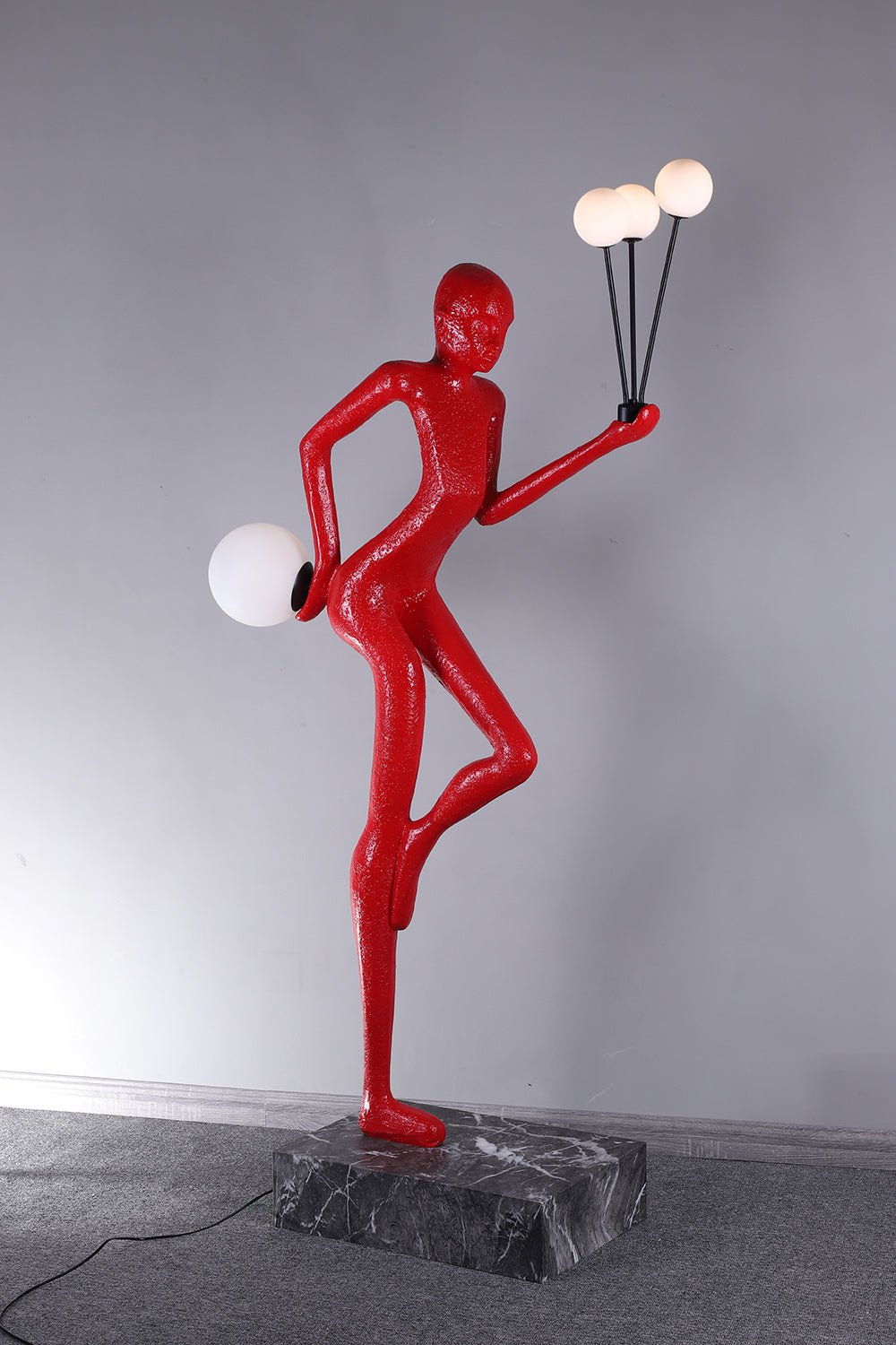 Jovian Juggler Black Sculptural Floor Lamp-Neutral Decor