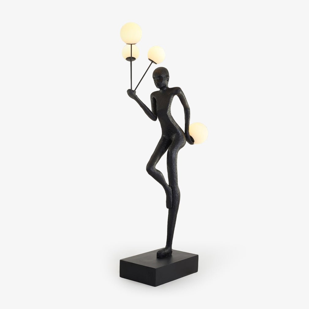 Jovian Juggler Black Sculptural Floor Lamp-Neutral Decor