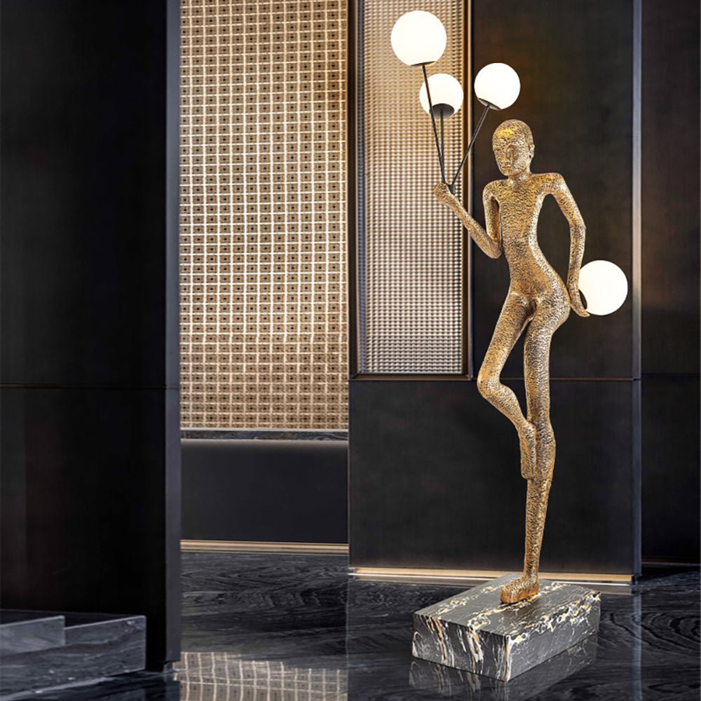 Jovian Juggler Black Sculptural Floor Lamp-Neutral Decor
