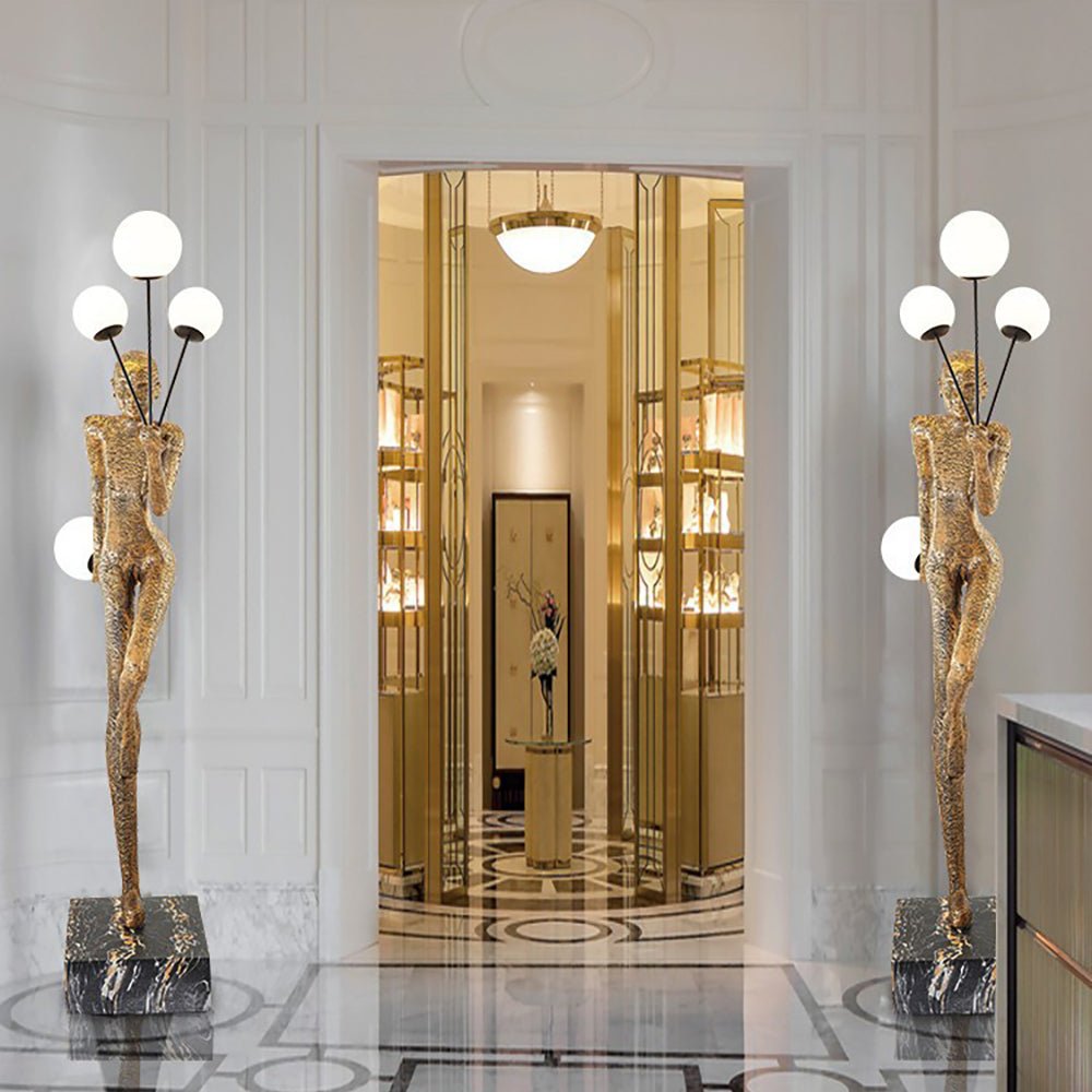 Jovian Juggler Black Sculptural Floor Lamp-Neutral Decor