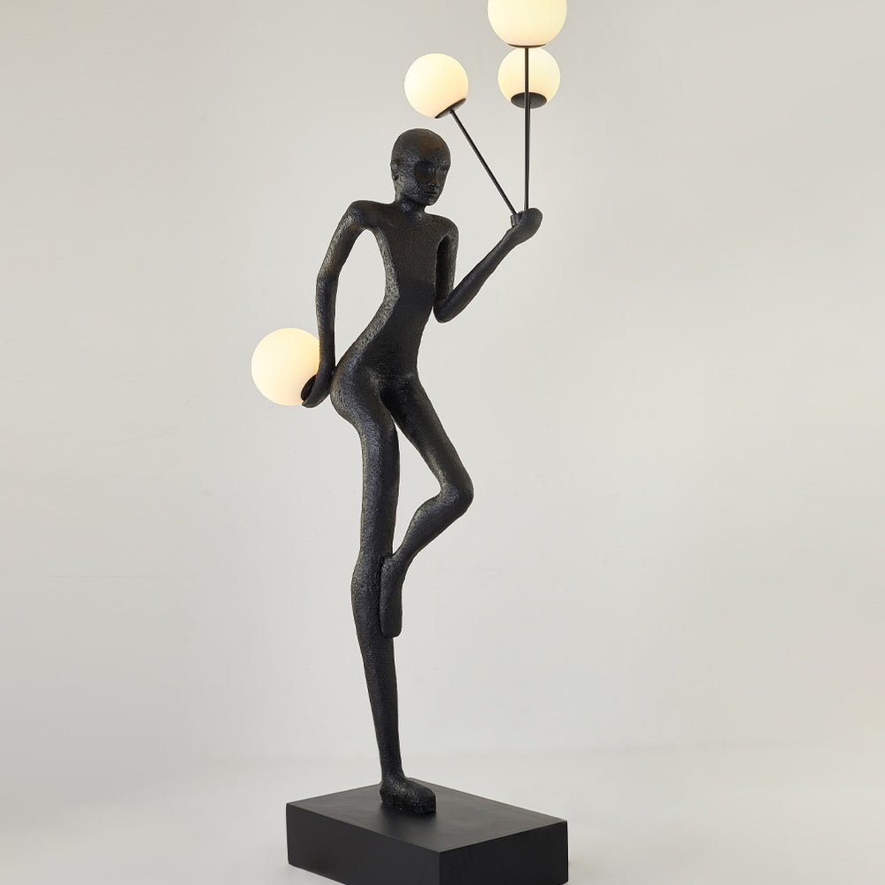 Jovian Juggler Black Sculptural Floor Lamp-Neutral Decor