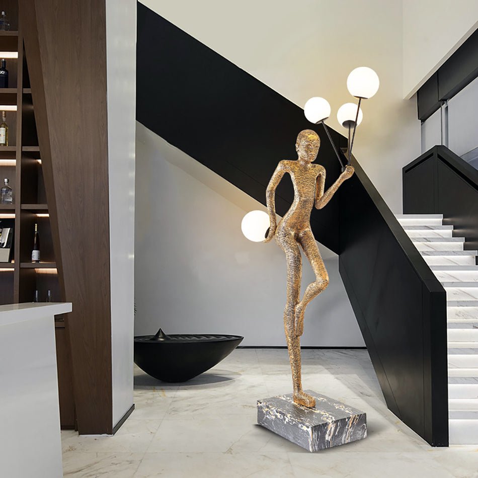 Jovian Juggler Black Sculptural Floor Lamp-Neutral Decor