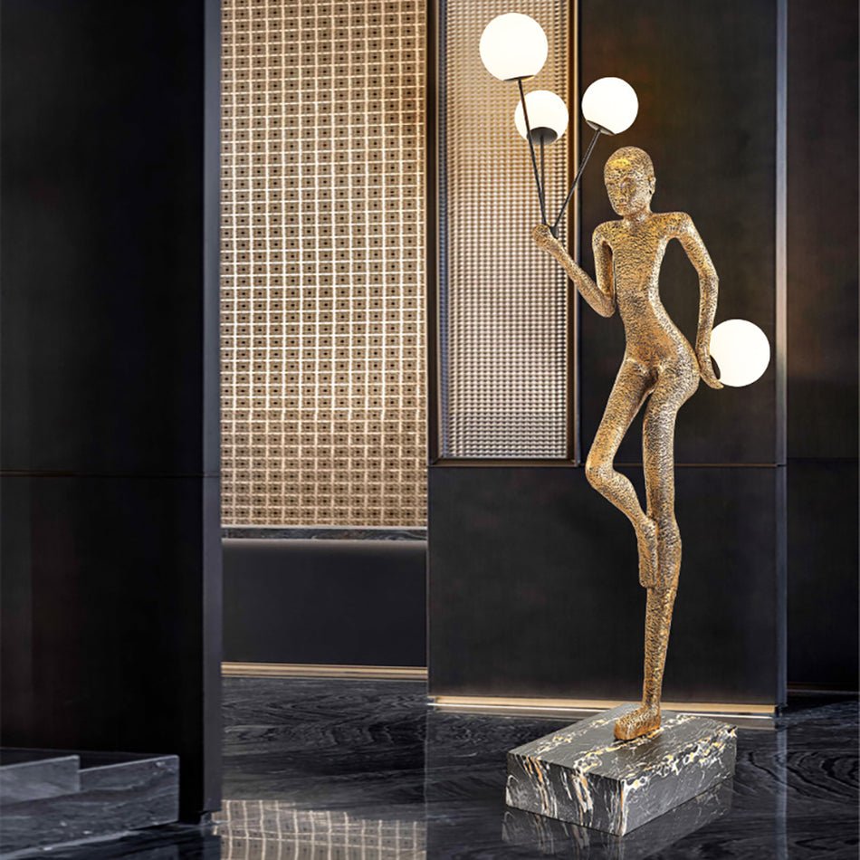 Jovian Juggler Black Sculptural Floor Lamp-Neutral Decor