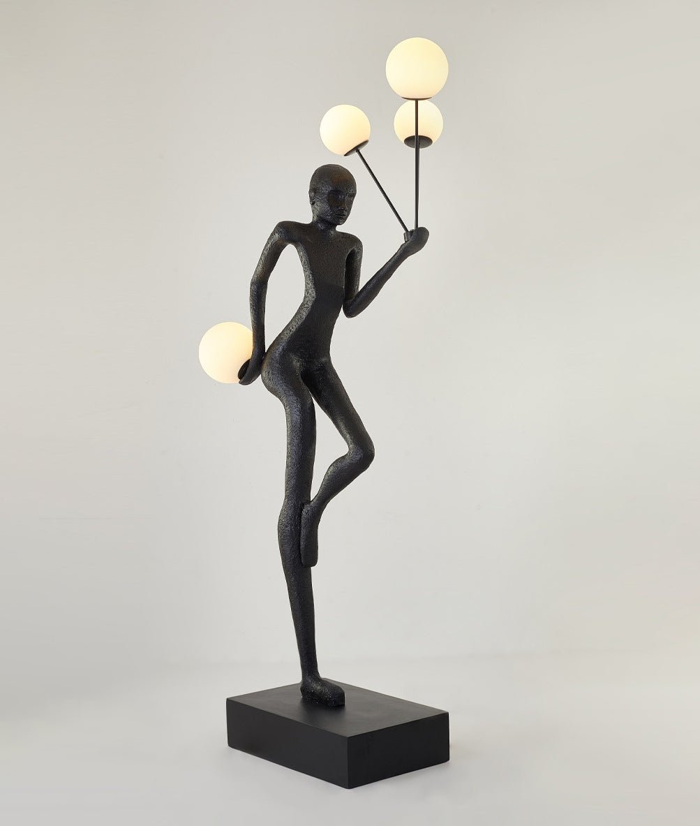 Jovian Juggler Black Sculptural Floor Lamp-Neutral Decor