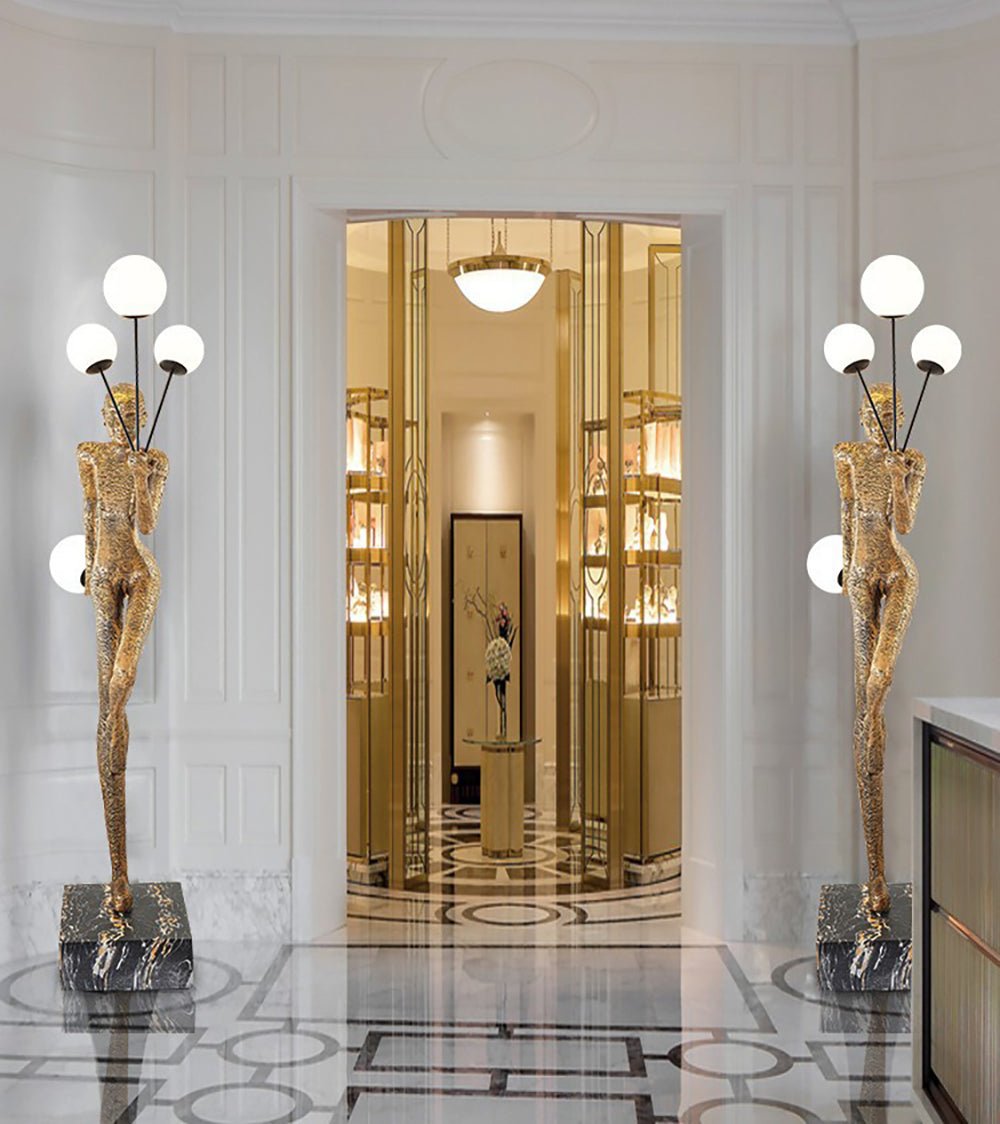 Jovian Juggler Black Sculptural Floor Lamp-Neutral Decor