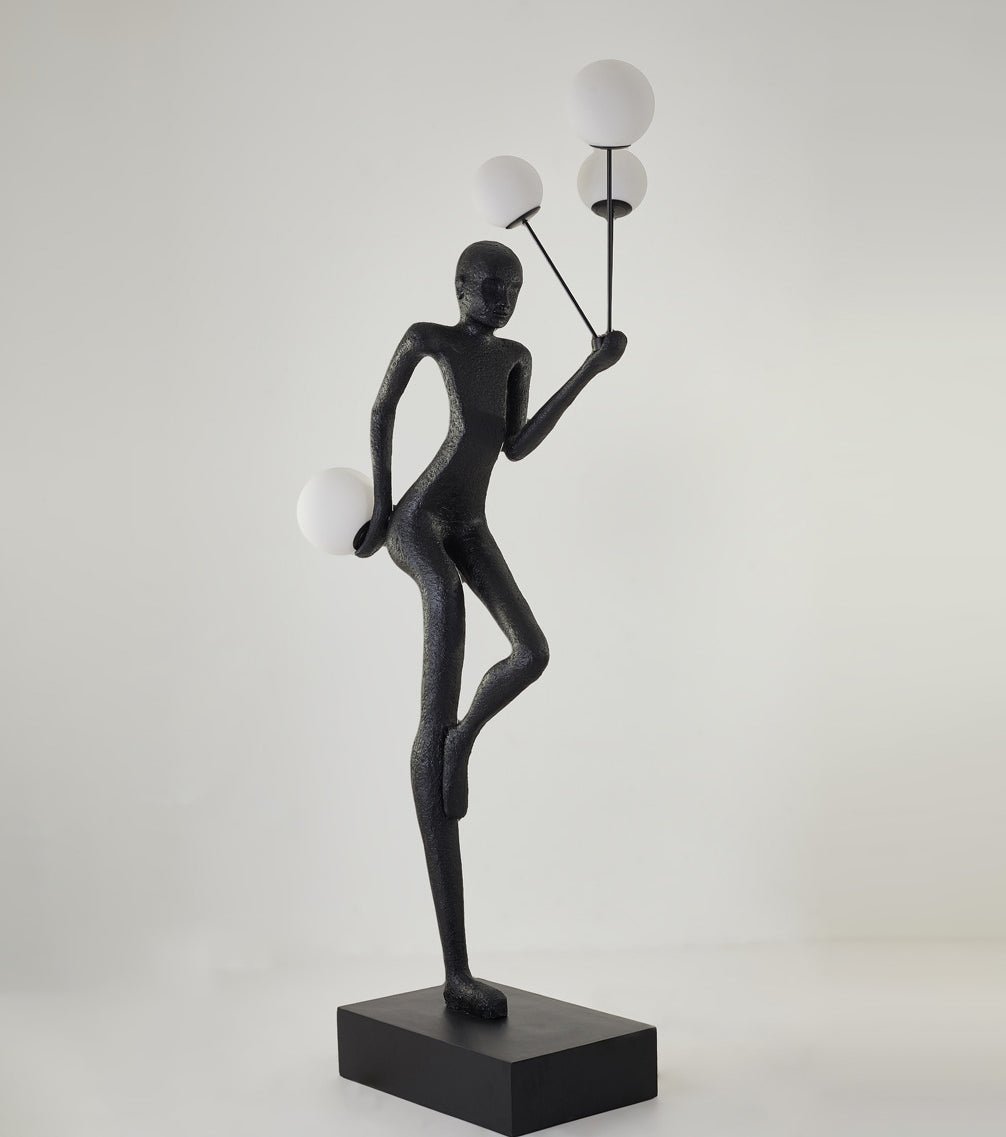 Jovian Juggler Black Sculptural Floor Lamp-Neutral Decor