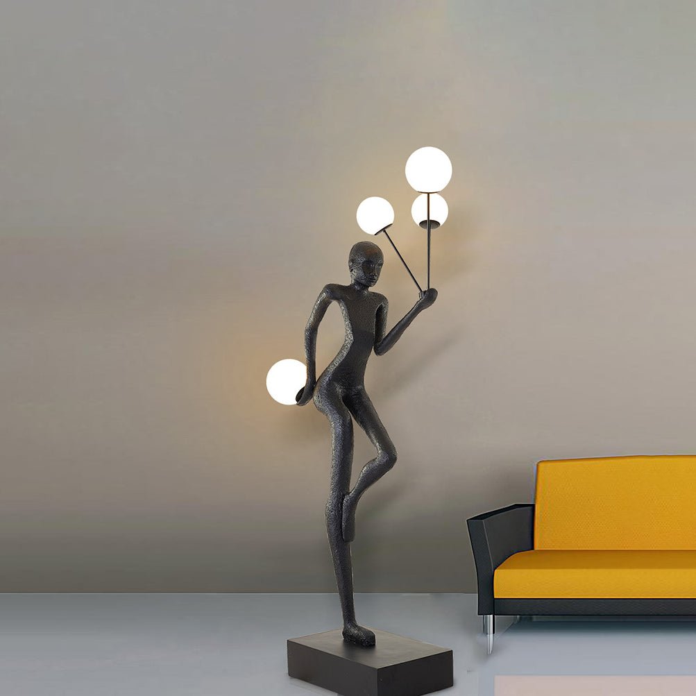 Jovian Juggler Black Sculptural Floor Lamp-Neutral Decor