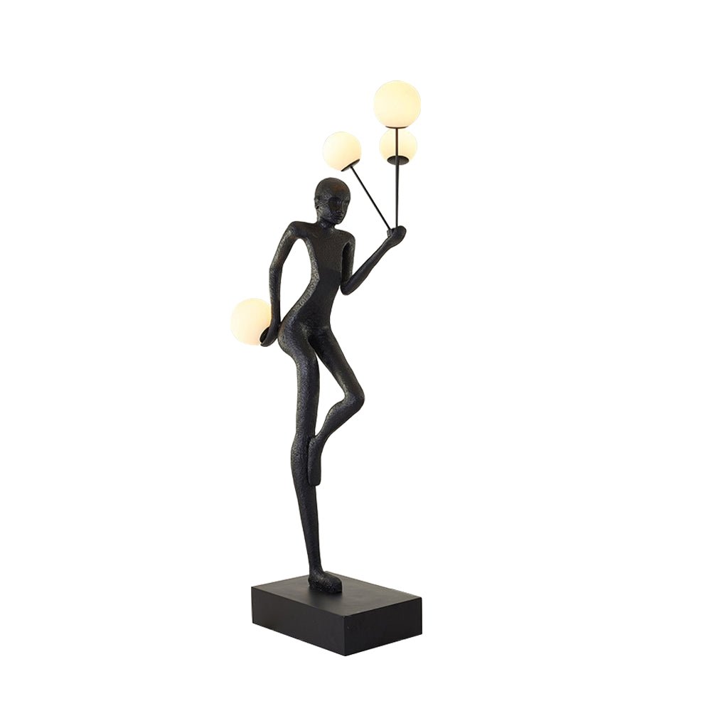Jovian Juggler Black Sculptural Floor Lamp-Neutral Decor