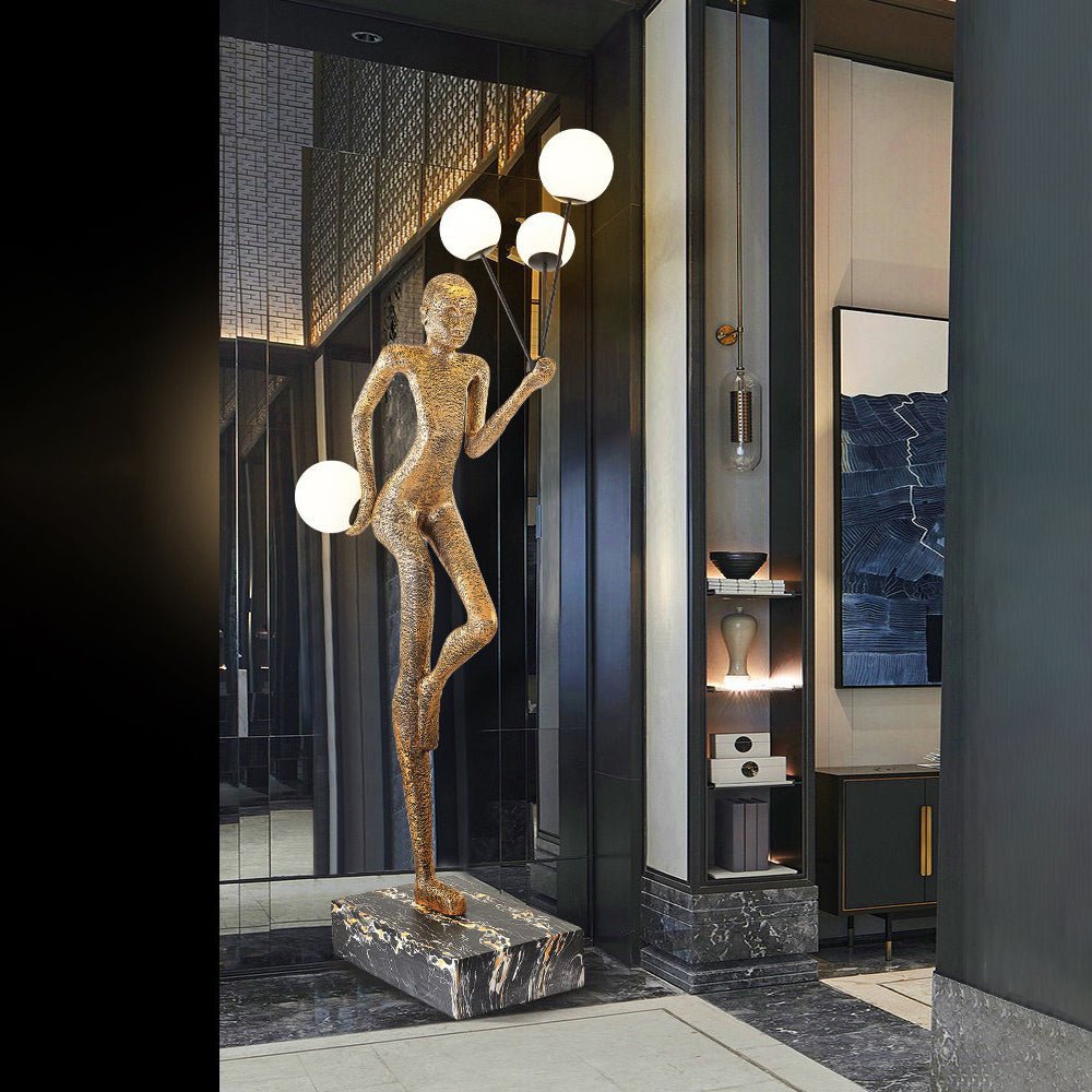 Jovian Juggler Black Sculptural Floor Lamp-Neutral Decor