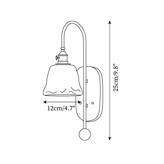 Wall Lamp Metal and Glass Smooth Globe with Wooden Backplate