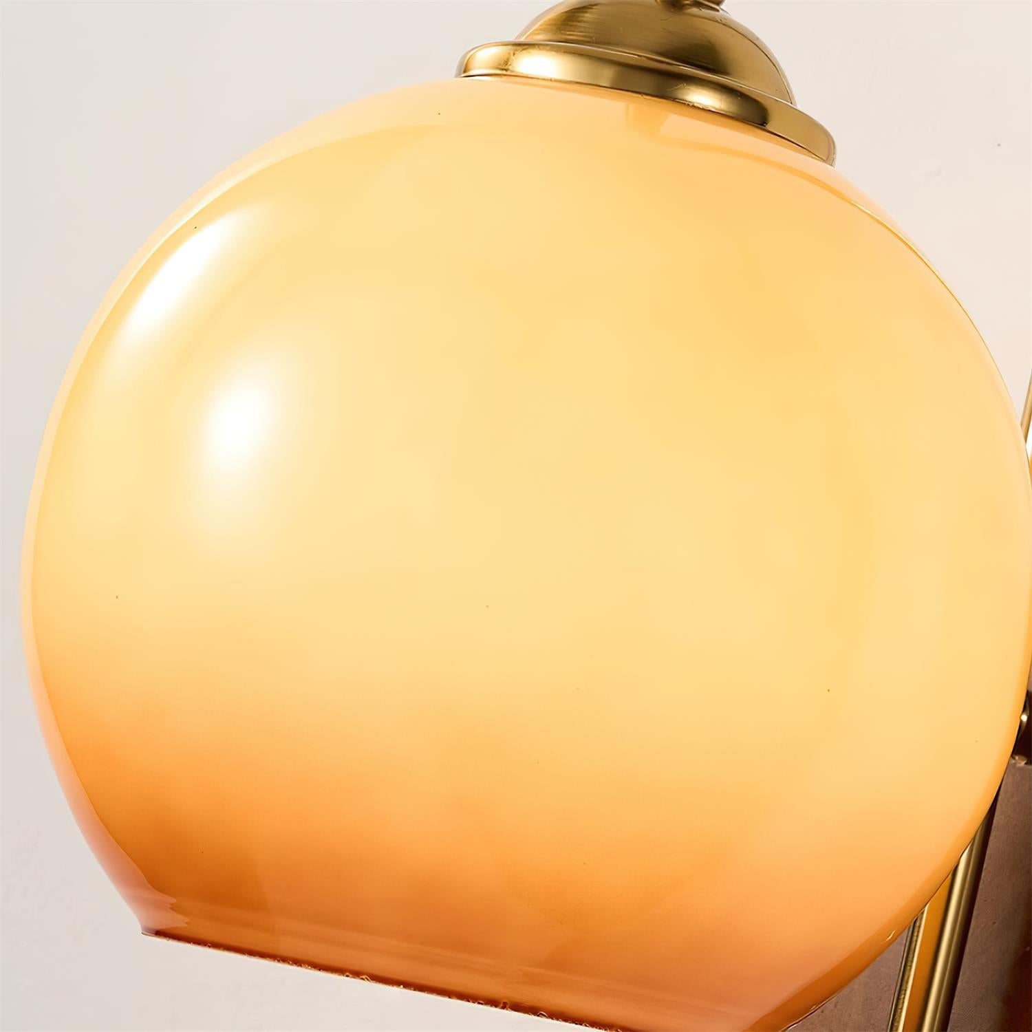 Wall Lamp Metal and Glass Smooth Globe with Wooden Backplate