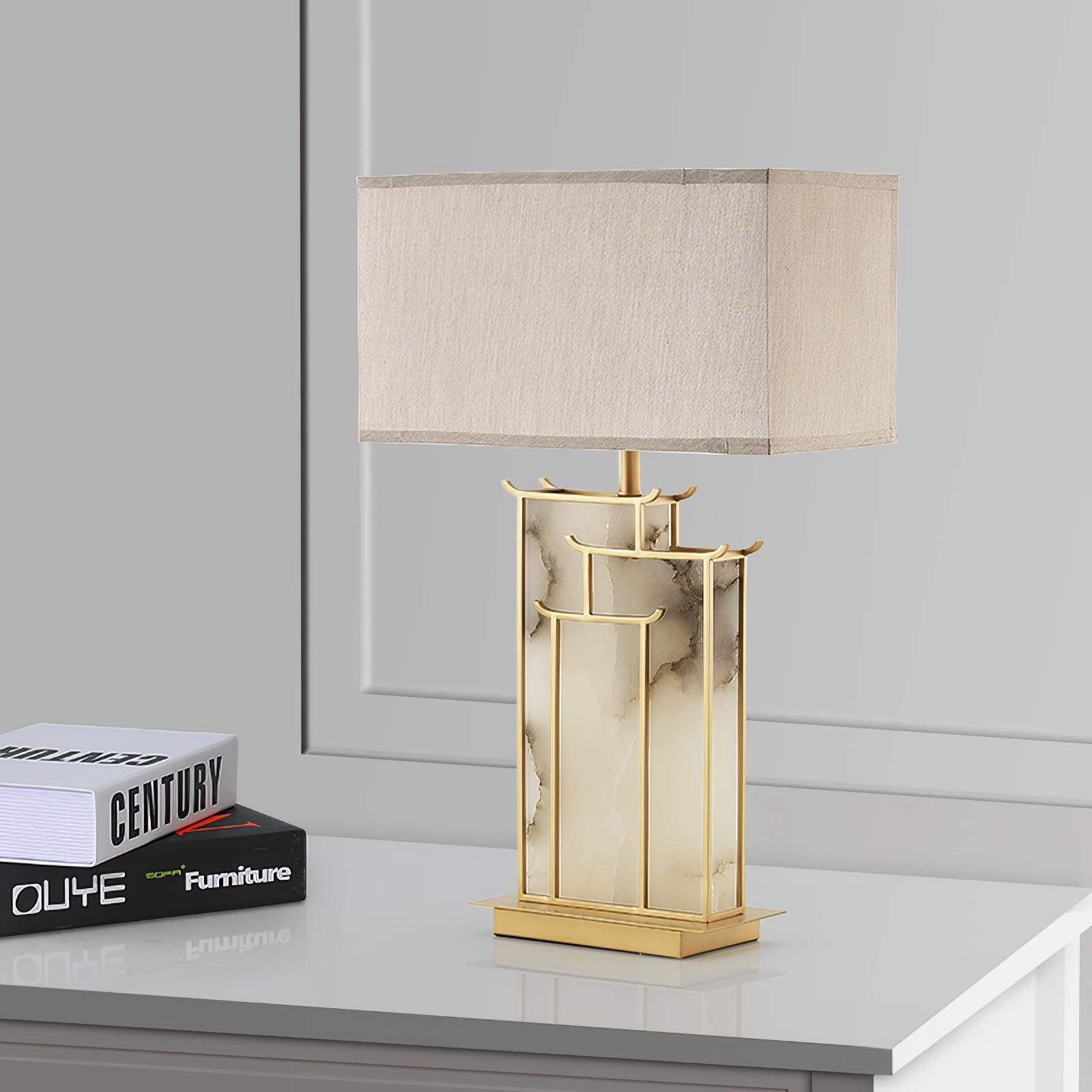 Nysilor Rectangular Glass Table Lamp-Neutral Decor