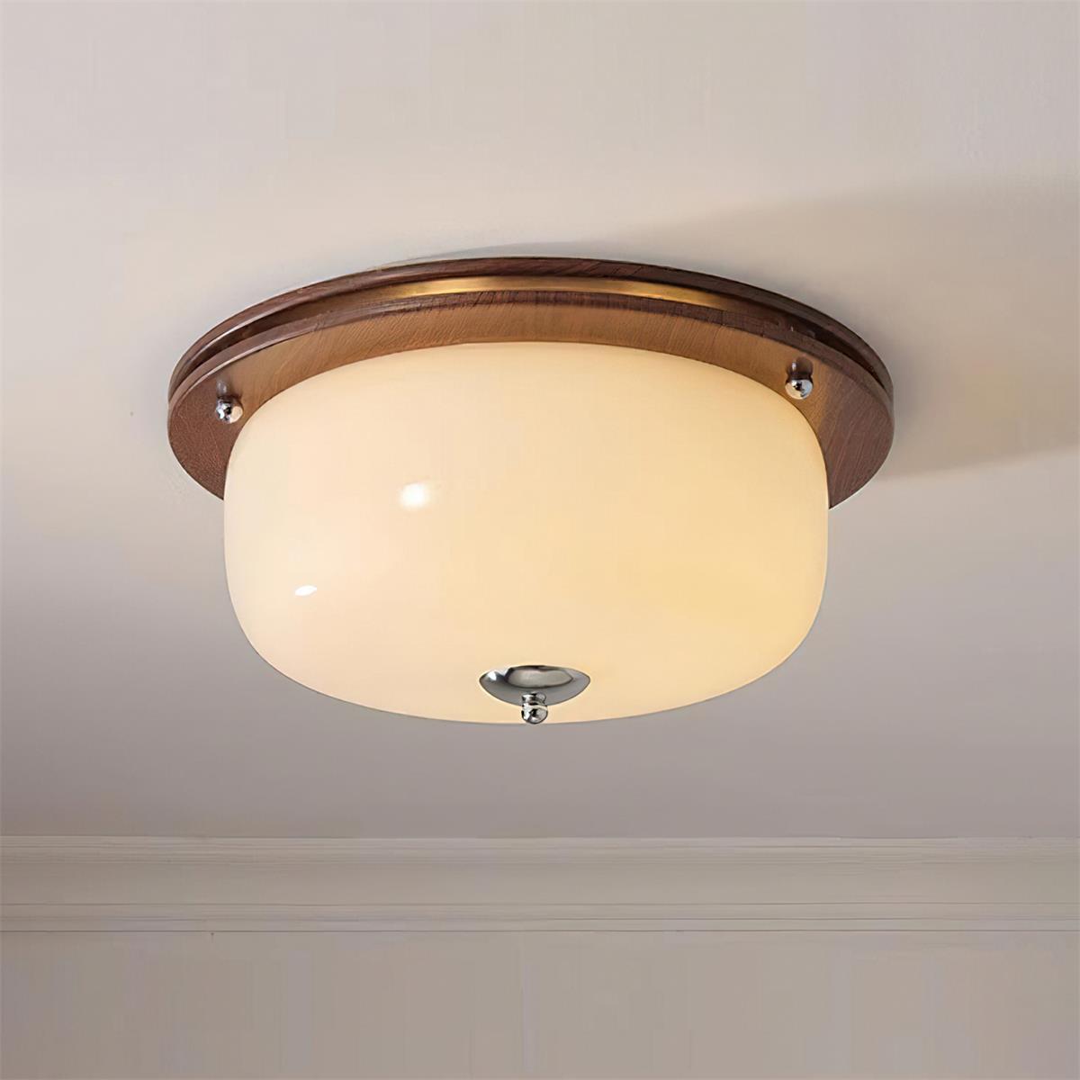 Ceiling Light Glass Flush Mount Modern Minimalist Walnut Brown