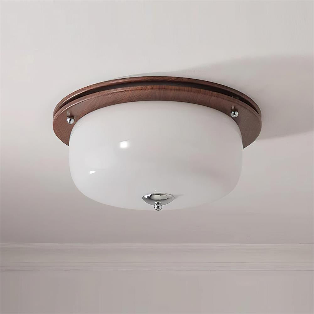 Ceiling Light Glass Flush Mount Modern Minimalist Walnut Brown